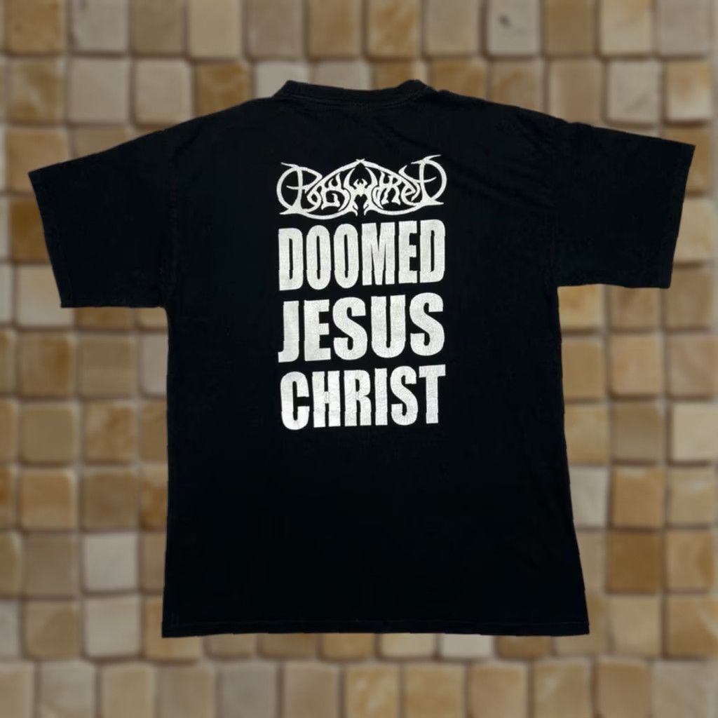 Vintage VINTAGE B&C Doomed Jesus Christ Disgraceful Supper Death Metal Band T-Shirt XL Graphic Print Front Back Men Regular Black Shirt Size XL Size US XL / EU 56 / 4 - 1 Thumbnail