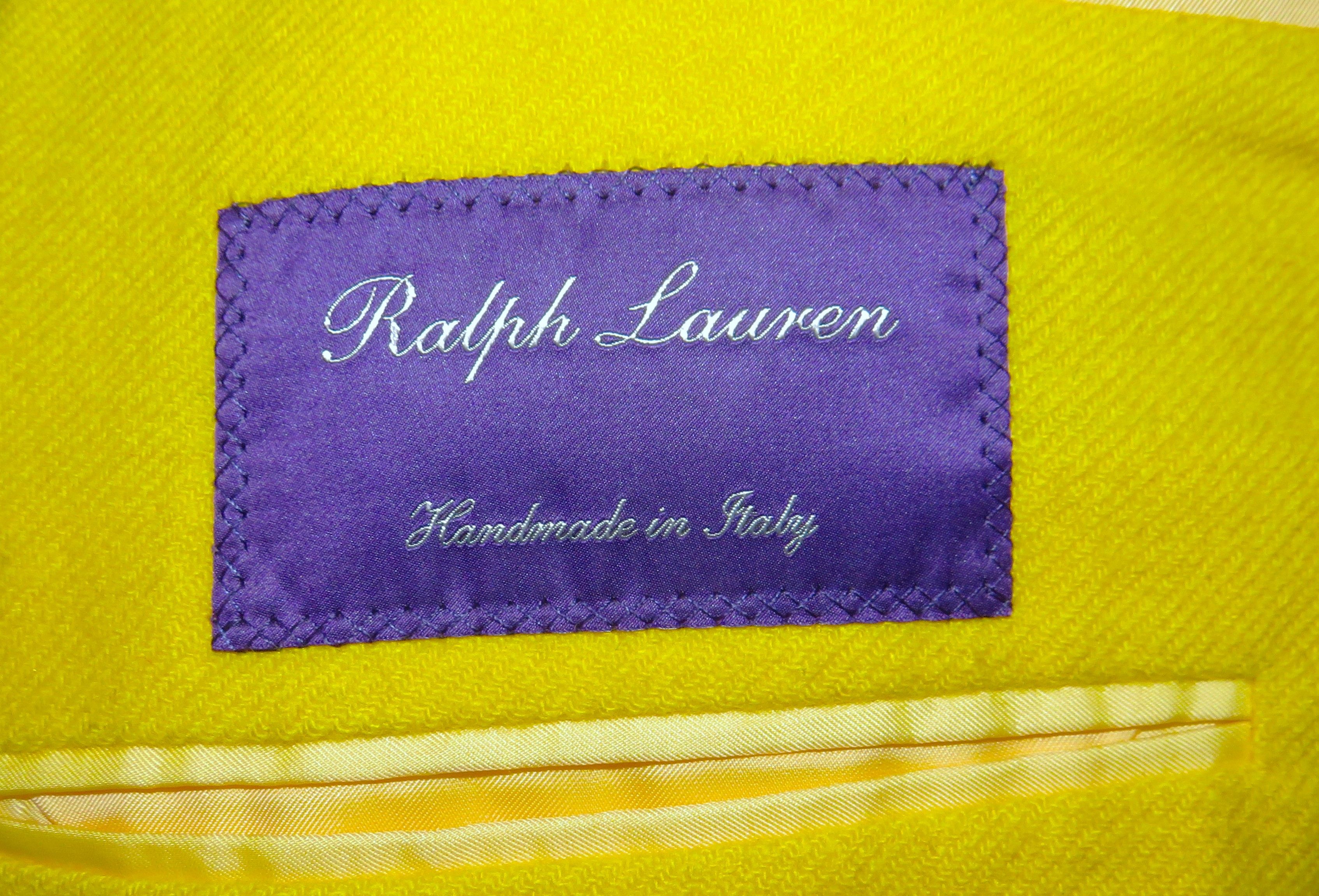 Ralph Lauren Purple Label Handmade Yellow Brushed Cashmere Blazer 40R NWT $5495 Size 40R - 17 Thumbnail