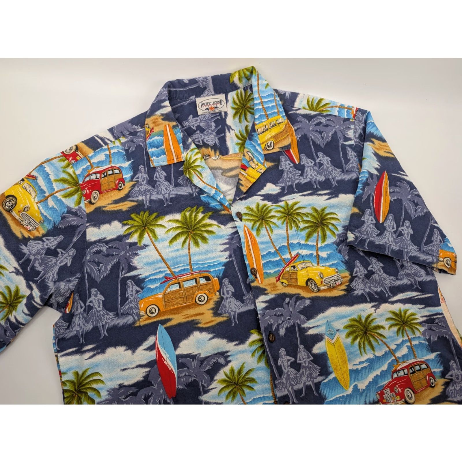 Vintage Pacific Legend Shirt Men's XL Hawaiian Cars Honolulu Blue Graphic Print USA Made Size US XL / EU 56 / 4 - 2 Thumbnail