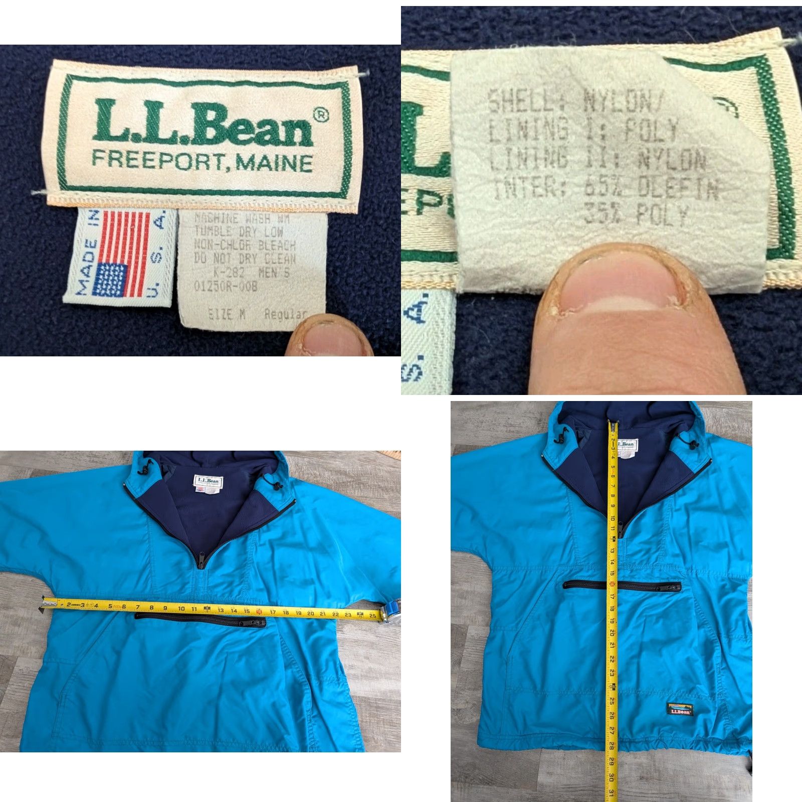 Vintage VINTAGE L.L. Bean Jacket Windbreaker Hooded Nylon Blue M Mens Old School USA Made Short Coat Pocket Zipper Pockets Reg Fit Size US M / EU 48-50 / 2 - 8 Thumbnail