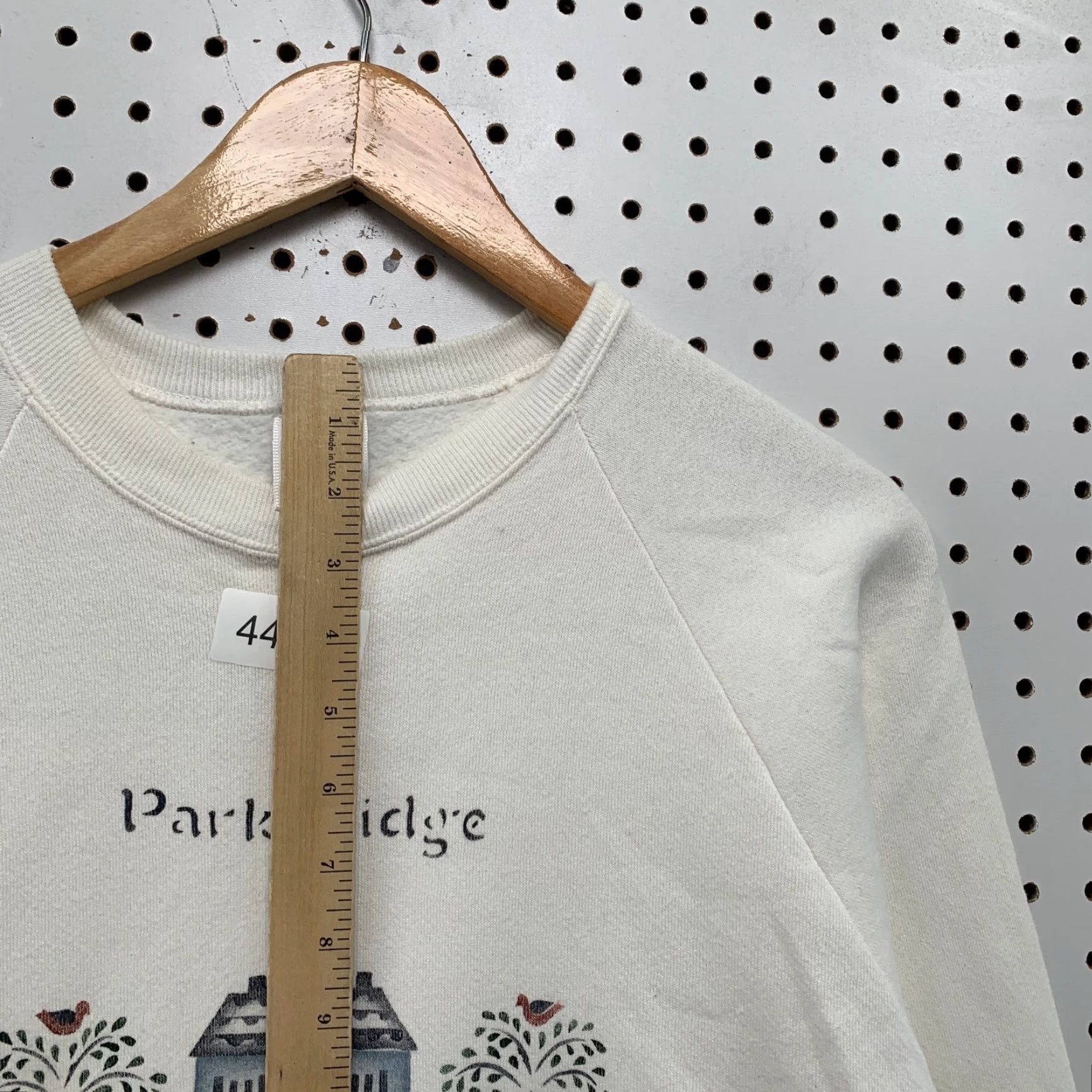 Jerzees VINTAGE Jerzees Park Ridge Sweatshirt Men M White 90s Graphic Pullover Crew Neck Mindful My Home Town USA Made Size US M / EU 48-50 / 2 - 7 Thumbnail