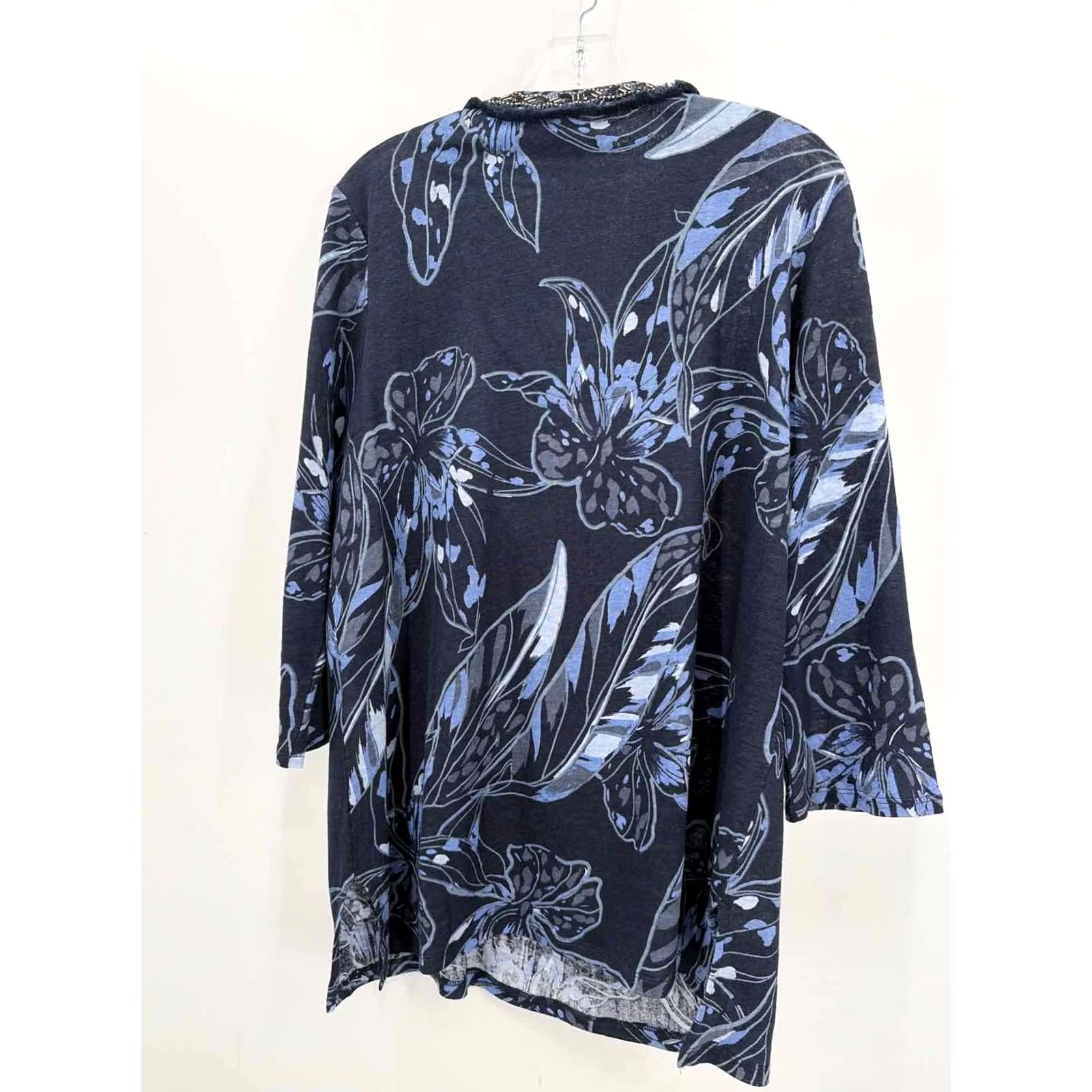 Vintage Chico's Tunic Blouse Navy 2/Large Regular Pre-Owned Kid? Size XS / US 0-2 / IT 36-38 - 2 Thumbnail