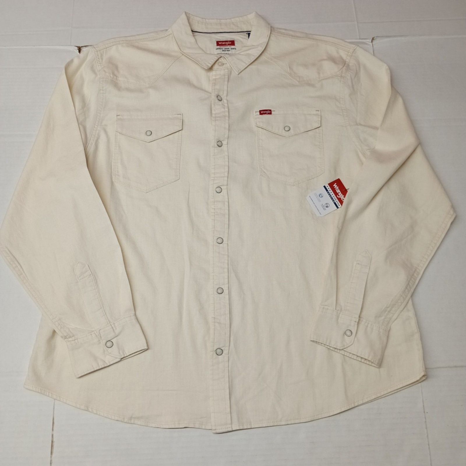 Wrangler Wrangler Snap Woven Shirt Men's 2XL XXL Cowboy Wash Beige Size US XXL / EU 58 / 5 - 1 Thumbnail