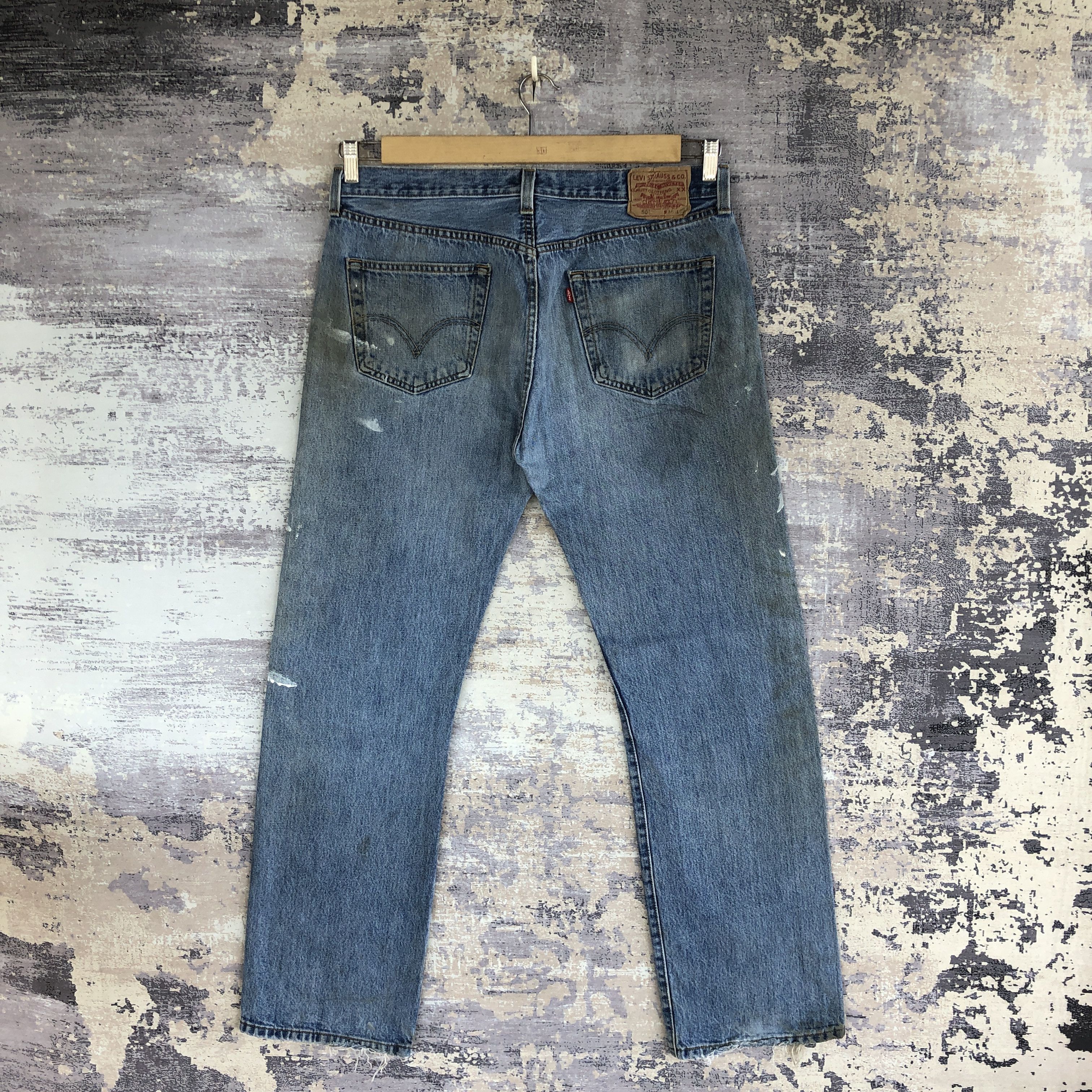 Levi's Vintage 90s Dirty Levis 501 Jeans Levi's Painter Blue Denim Size US 36 / EU 52 - 2 Thumbnail
