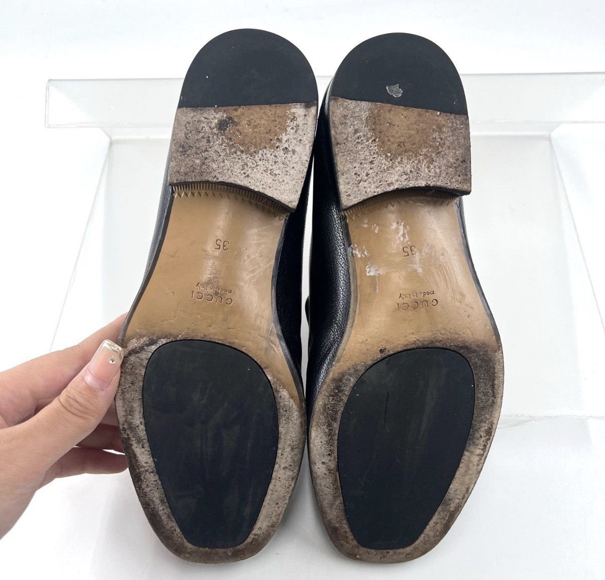 Gucci Gucci Women's Black Horsebit Convertible Heel Loafers K12 Size US 5 / IT 35 - 8 Thumbnail
