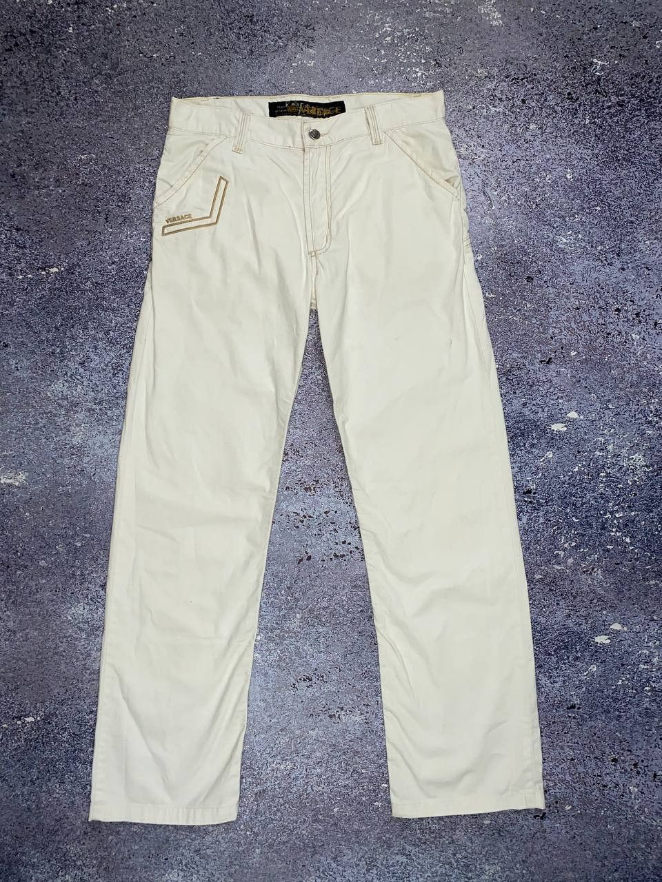 Versace × Versace Jeans Couture × Vintage Vintage Y2K Versace Jeans Couture White Pants Trousers Size US 29 - 2 Thumbnail
