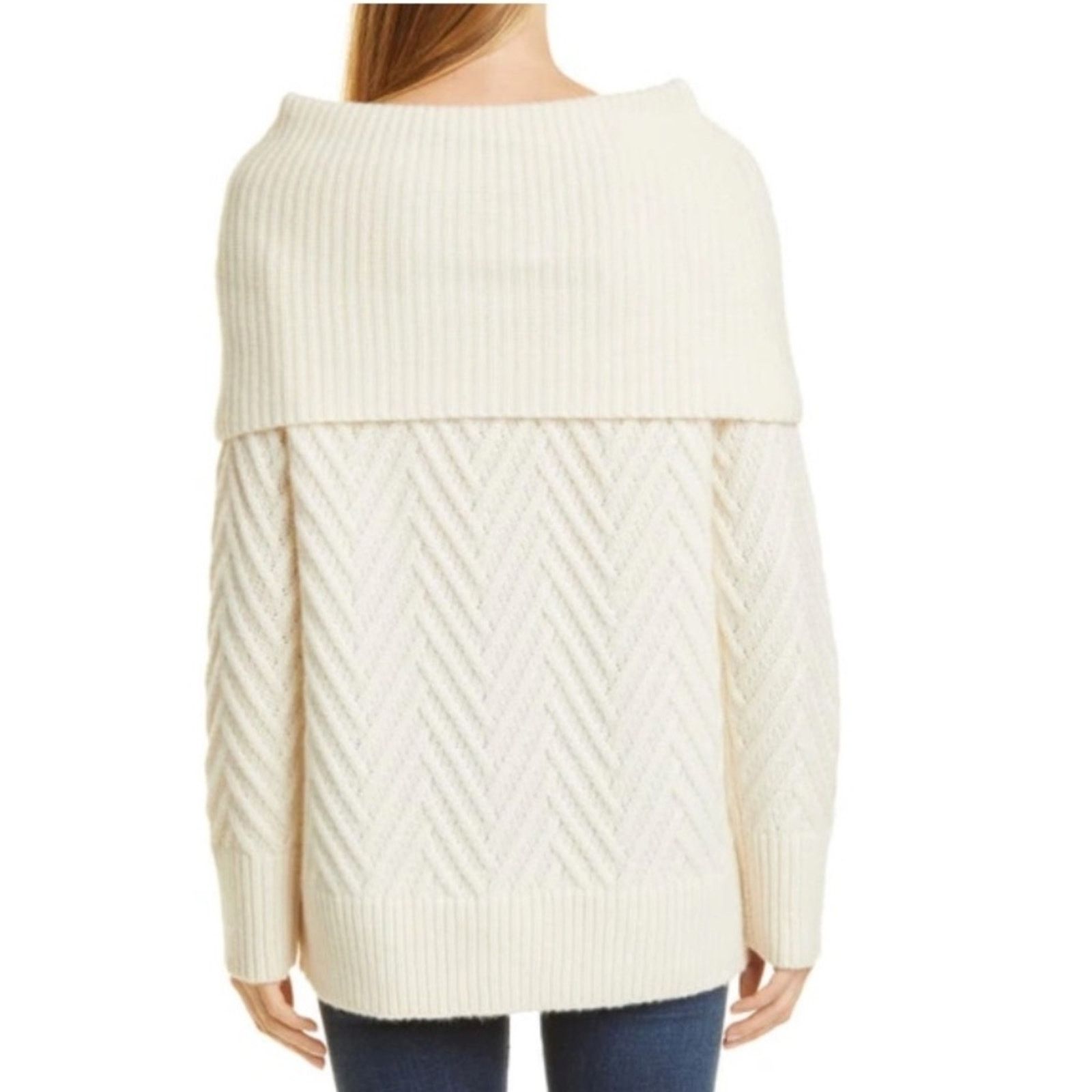 Nordstrom Chevron Pattern Cashmere Cowl Neck Sweater NORDSTROM Size S / US 4 / IT 40 - 2 Thumbnail