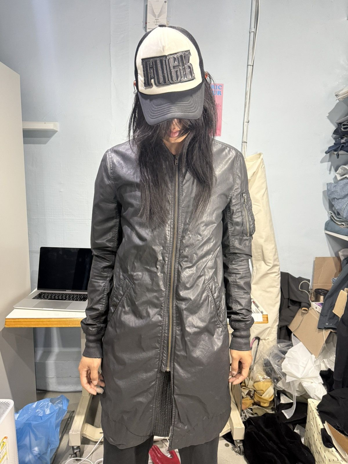 Rick Owens 2015 rick owens waxed leather ma-1 coat jacket Size US M / EU 48-50 / 2 - 6 Thumbnail
