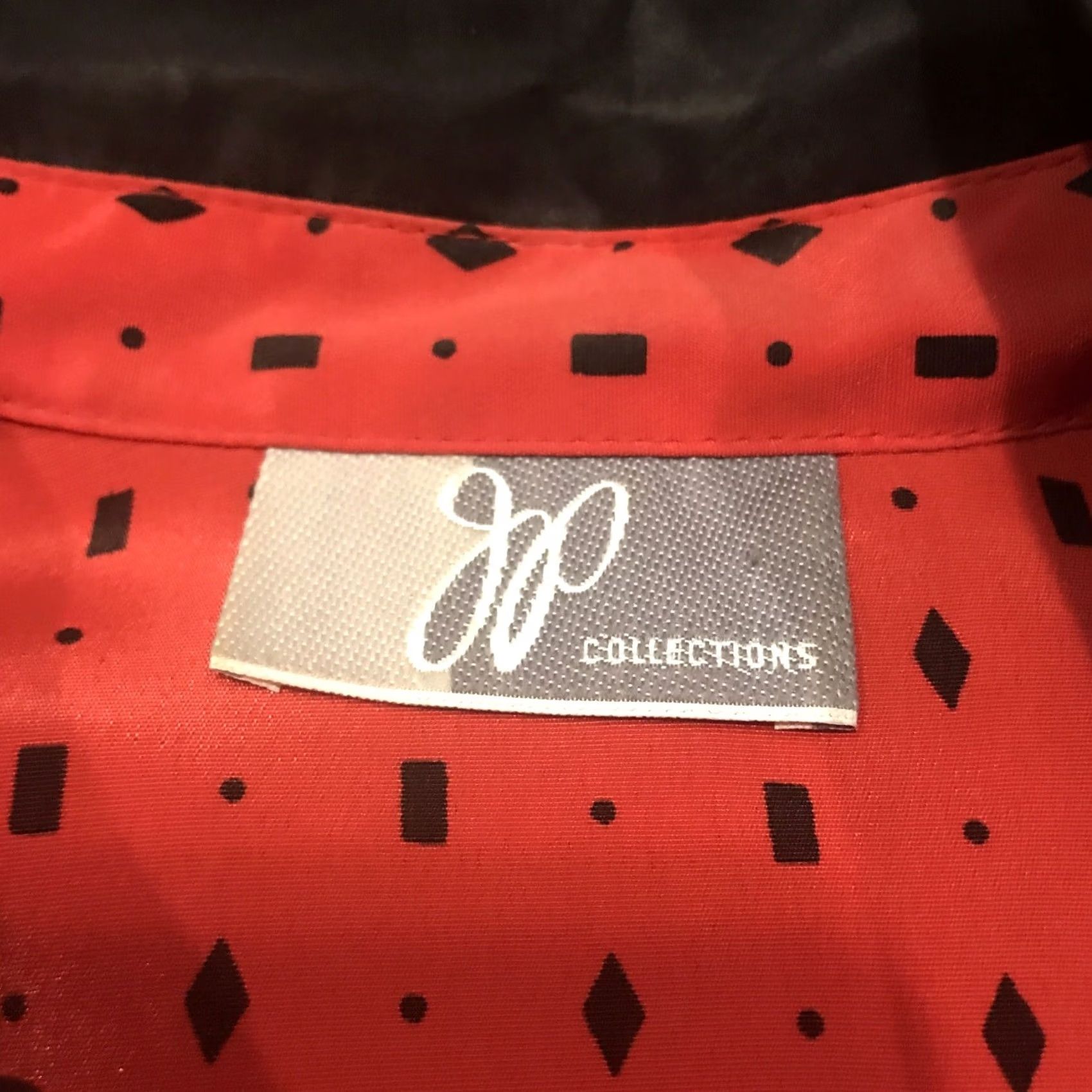 Vintage VINTAGE Blouse Geometric Red Black Button Up Collared Long Sleeve Rayon Blend XL Womens 90s Lightweight Regular Size XL / US 12-14 / IT 48-50 - 2 Thumbnail