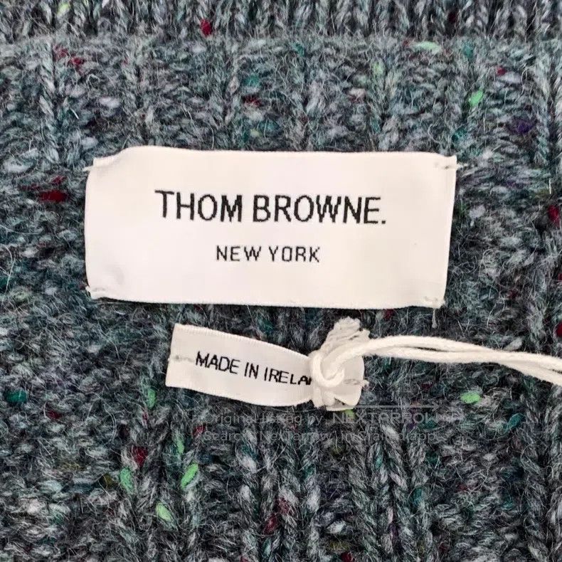 Thom Browne Thom Browne Blue-gray classic four-striped wool sweater wi Size US XXL / EU 58 / 5 - 6 Thumbnail