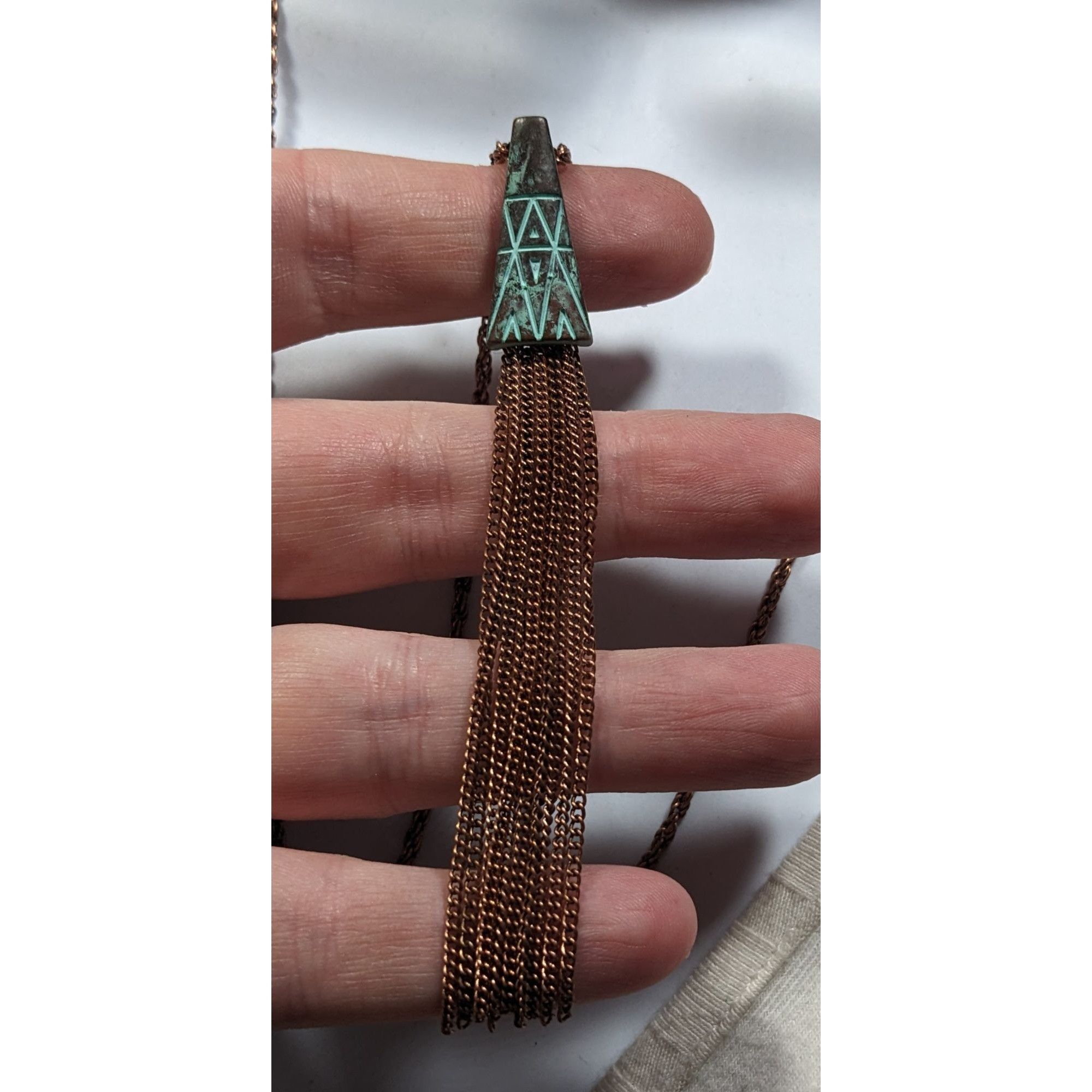 Other Bohemian Copper Tone Southwestern Patterned Tassel Necklace Size ONE SIZE - 5 Thumbnail