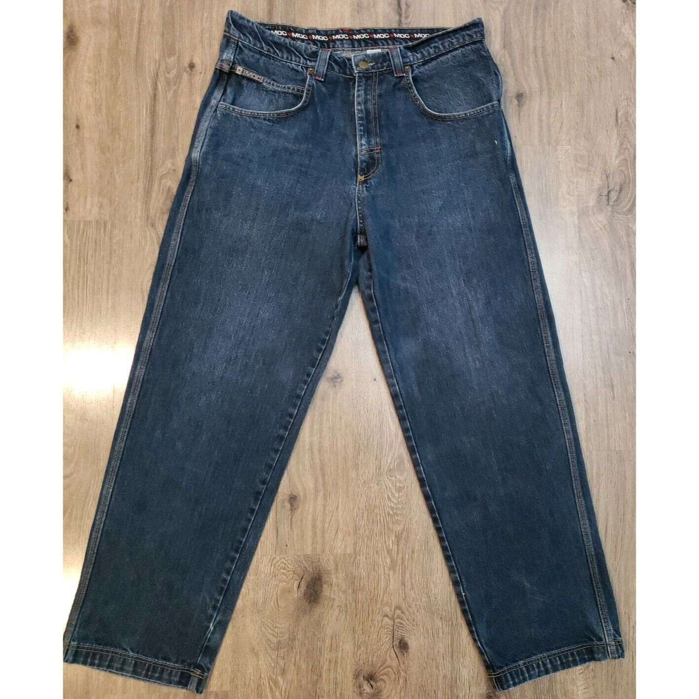 Vintage MOC Tapered Leg Baggy Blue Jeans Mens 36 x 31 80s Hip Hop Sk Size US 36 / EU 52 - 5 Thumbnail