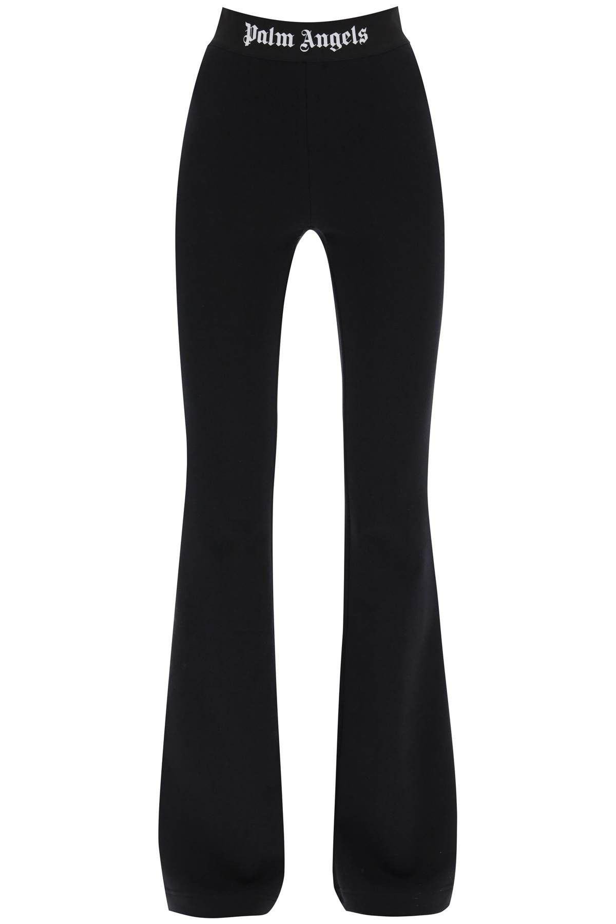 image of Palm Angels Flared Joggers With Logoed Waistband in Nero, Women's (Size 27)