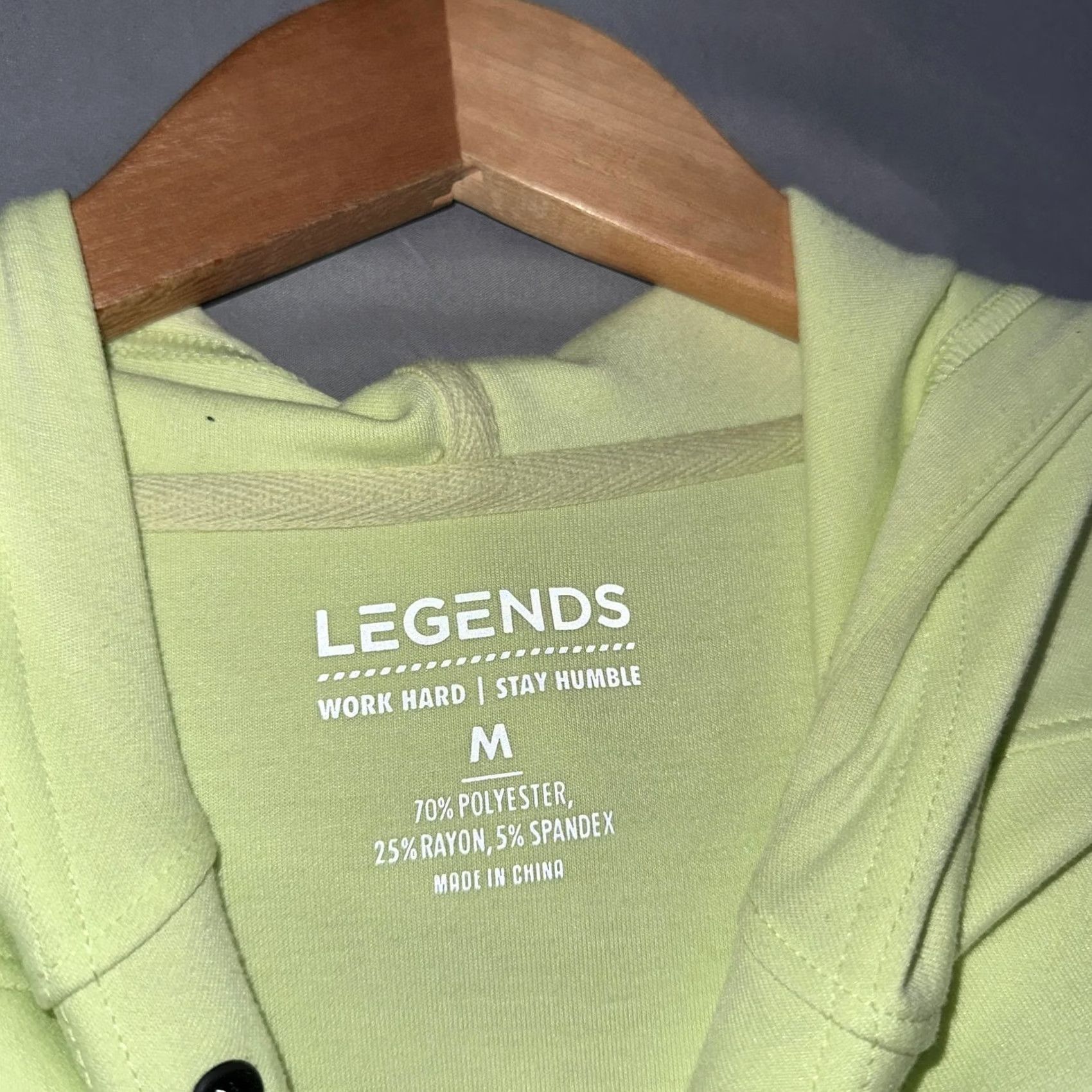 Vintage LEGENDS Hoodie Mens Size M Pullover Reflective Lime Green Yellow Size US M / EU 48-50 / 2 - 4 Thumbnail
