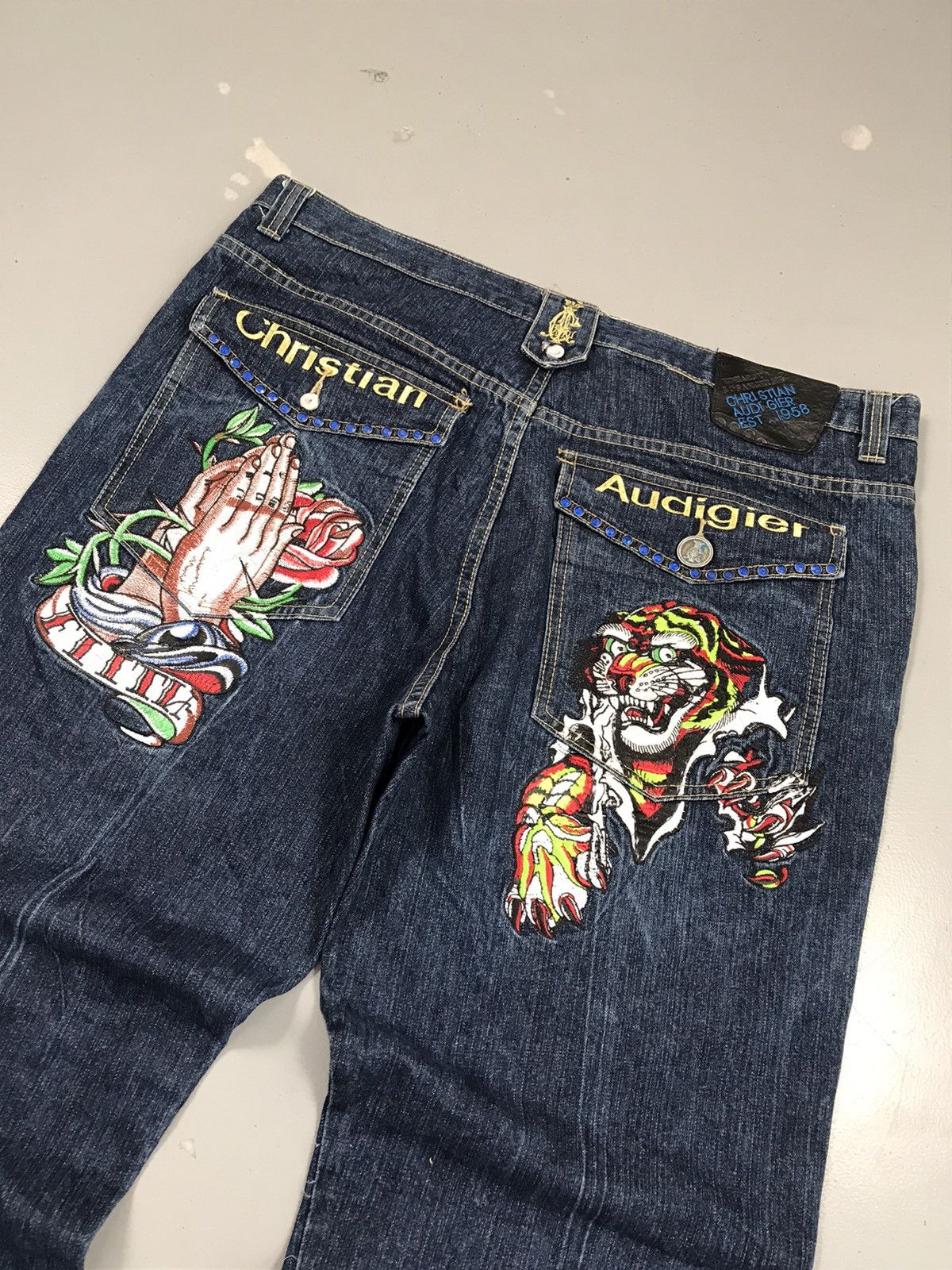Christian Audigier × Ed Hardy × Vintage Rare vintage Christian Audigier crazy embroidered denim Size US 41 - 10 Thumbnail