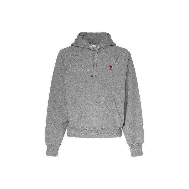 AMI AMIPARIS Gray Hooded Sweatshirt with Heart Embroidery -2507 Size US M / EU 48-50 / 2 - 1 Thumbnail