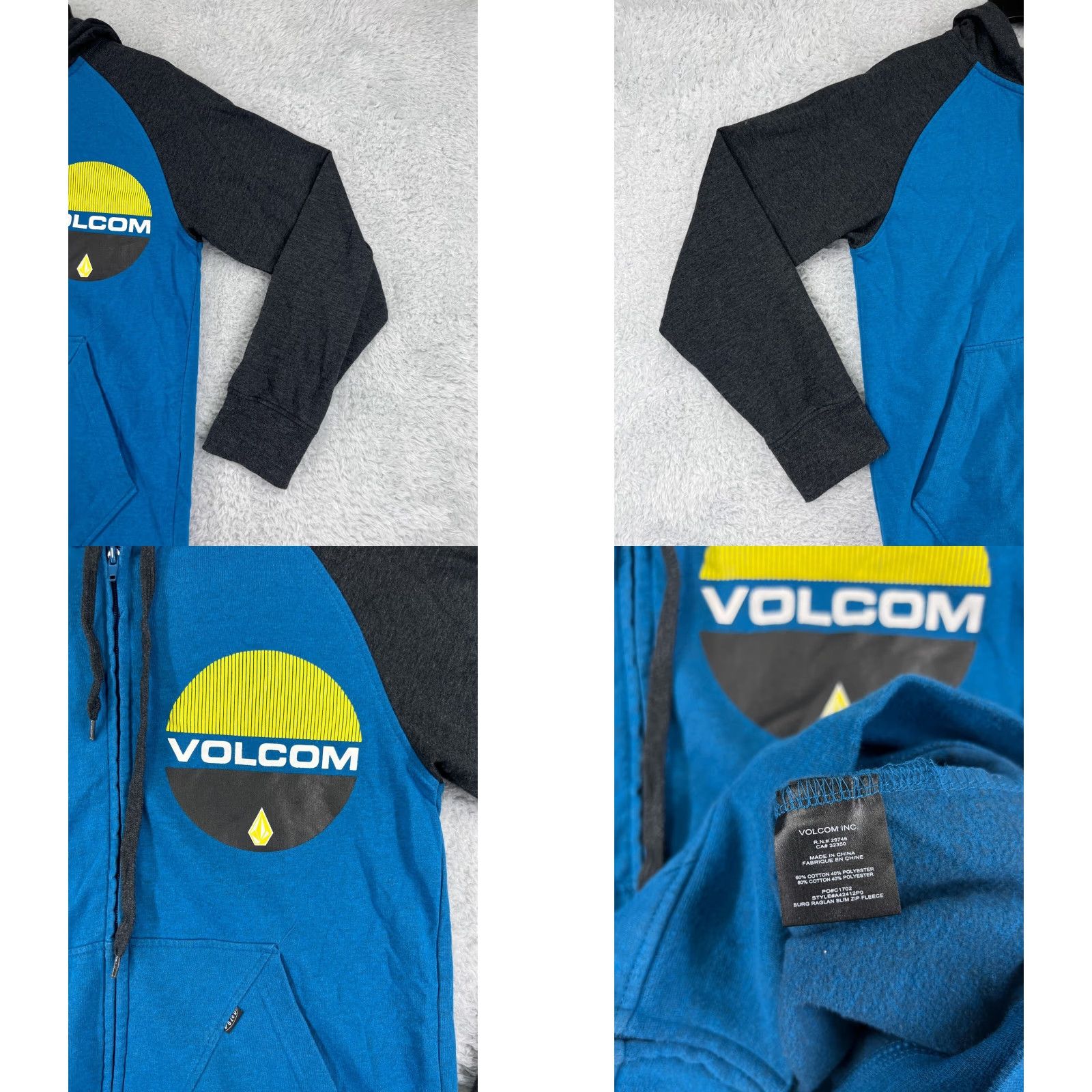 Volcom Volcom Hoodie Mens S Blue Logo Full Zip Raglan Print Graphic Size US S / EU 44-46 / 1 - 8 Thumbnail