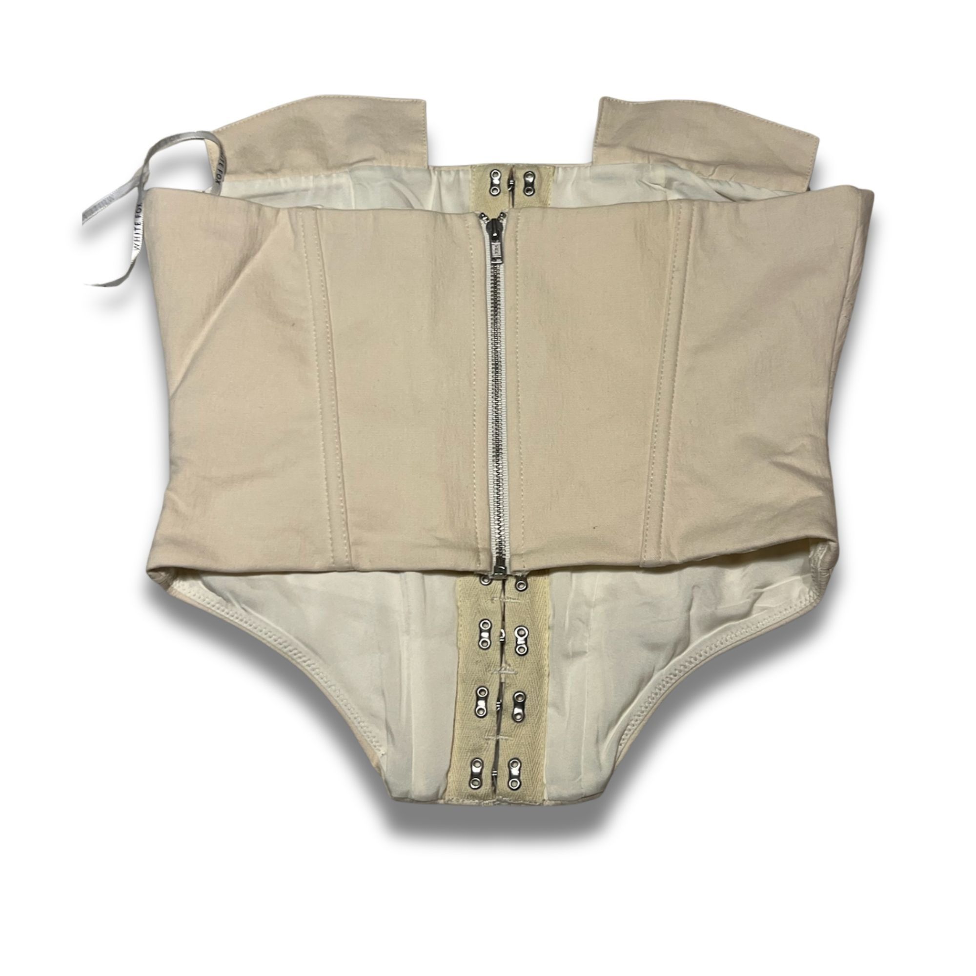 Other White Fox XS Beige Front Zip Corset 97% Cotton & Elastane Bl Size XS / US 0-2 / IT 36-38 - 3 Thumbnail