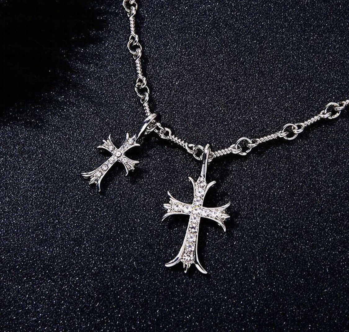 Jewelry Double Cross Necklace Size ONE SIZE - 1 Thumbnail