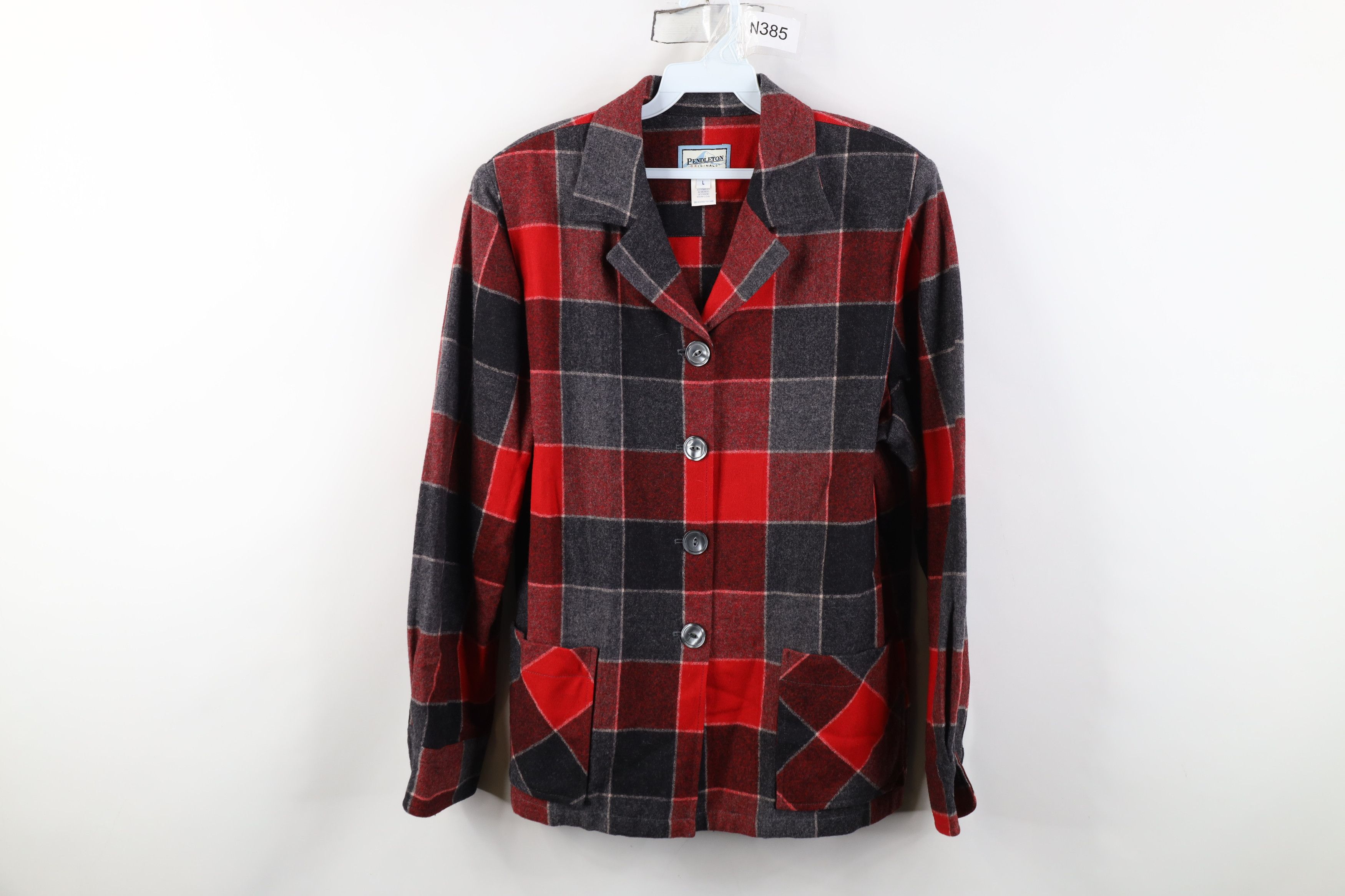 Pendleton Vintage 90s Pendleton Button Shirt Blazer Jacket Red Plaid Size L / US 10 / IT 46 - 1 Thumbnail