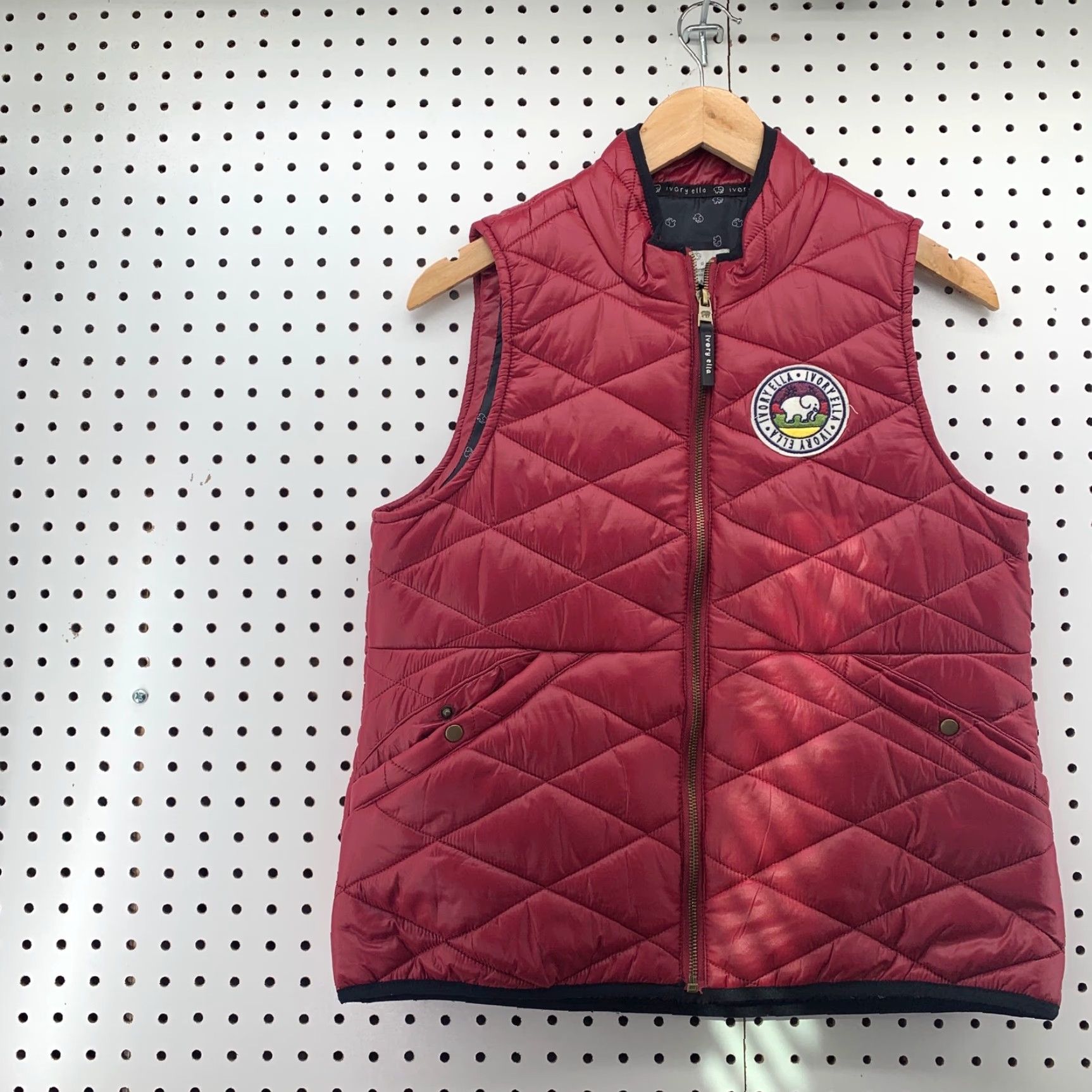 Vintage VINTAGE Ivory Ella Puffer Vest Womens M Red Quilted Sleeveless Lightweight Block Style 19x24 Mens Womens Size M / US 6-8 / IT 42-44 - 3 Thumbnail