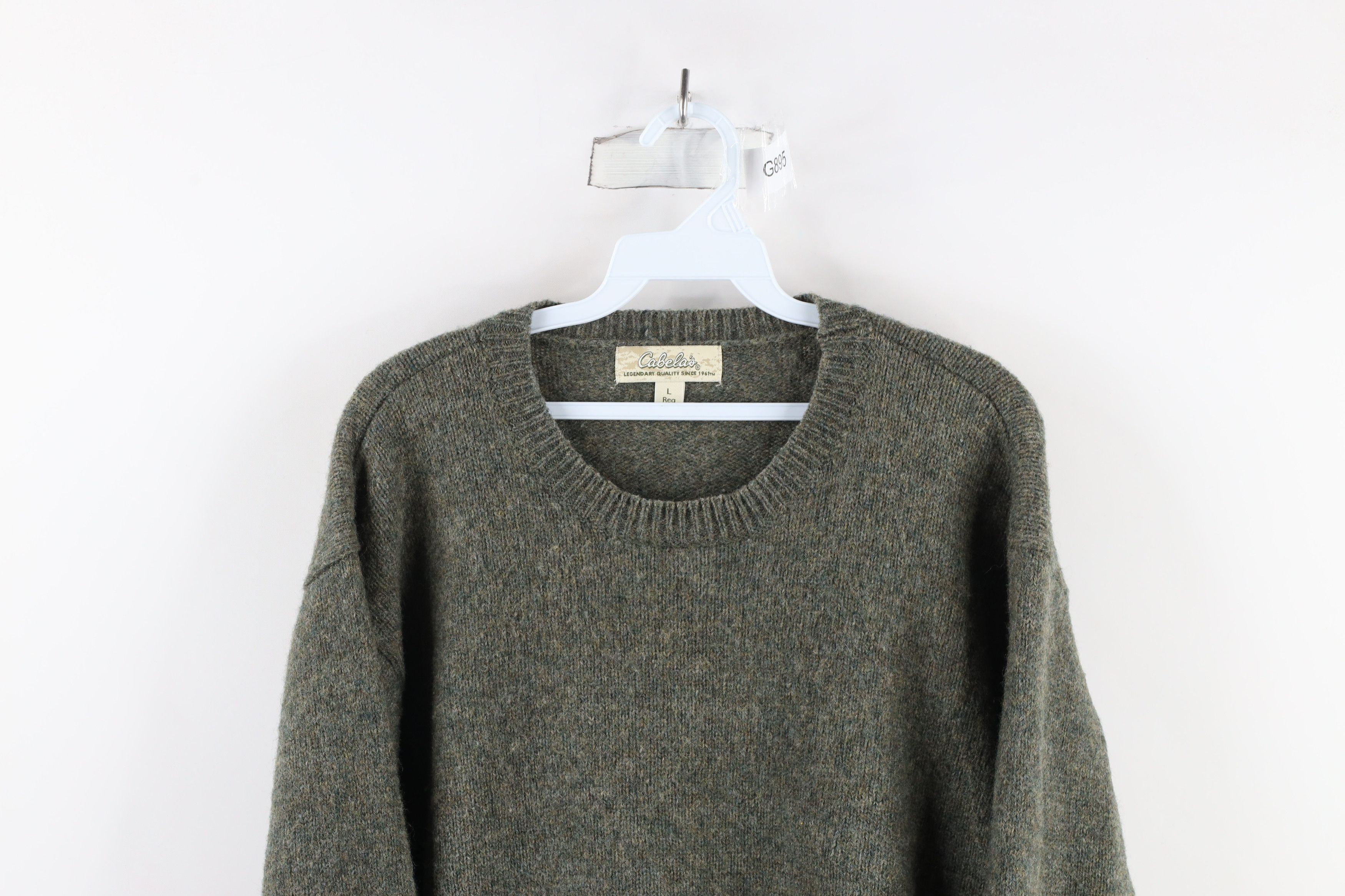 Cabelas × Vintage Vintage Cabelas Blank Wool Blend Knit Sweater Heather Green Size US L / EU 52-54 / 3 - 2 Thumbnail