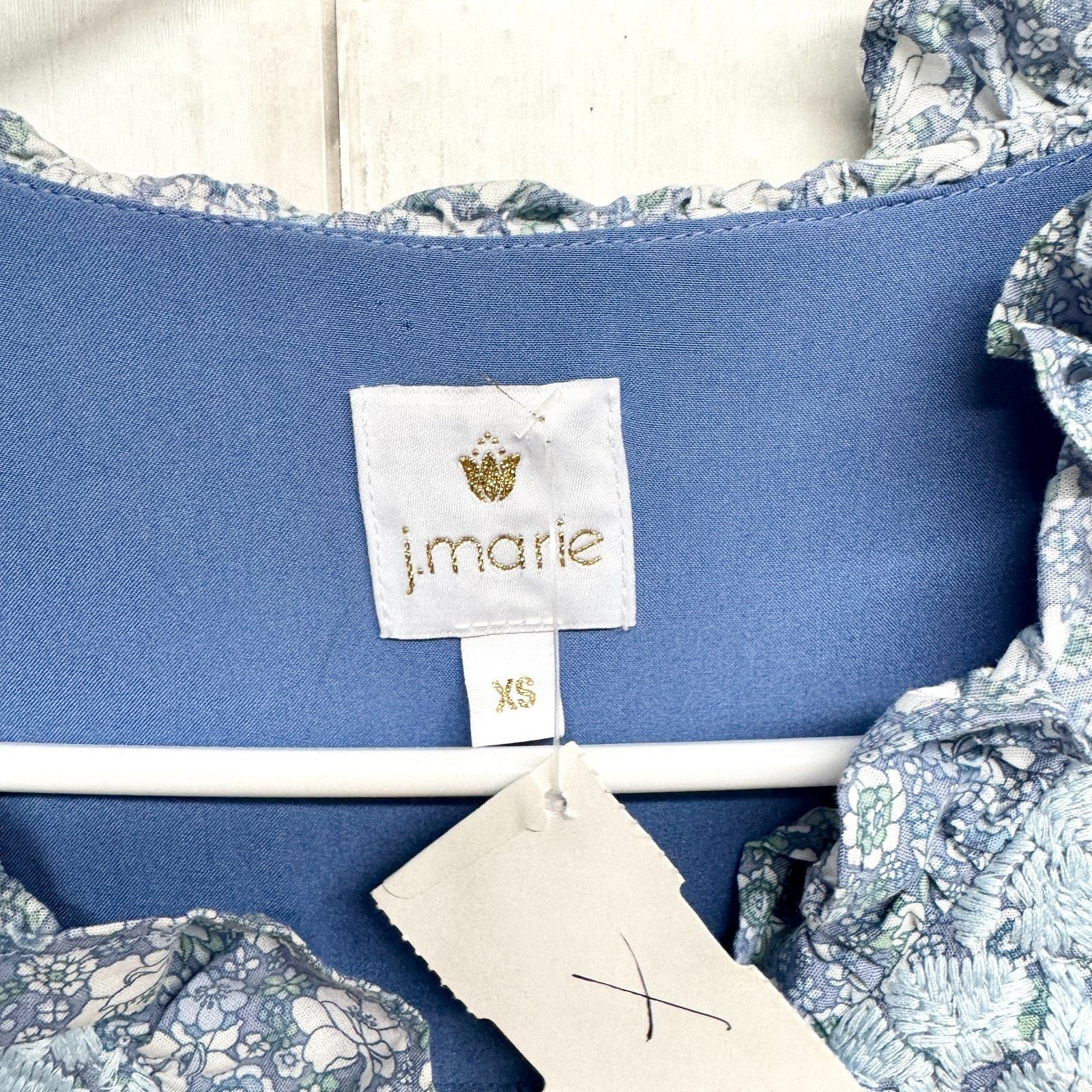 Other J. Marie Dress Women Size XS Blue Tiered Embroidered Midi Size XS / US 0-2 / IT 36-38 - 2 Thumbnail