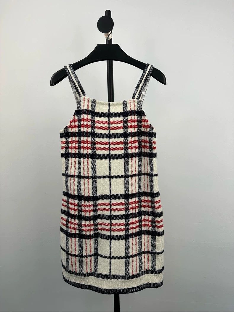 Dior Dior Wool Check Logo Sleeveless Dress - dmc Size M / US 6-8 / IT 42-44 - 1 Thumbnail