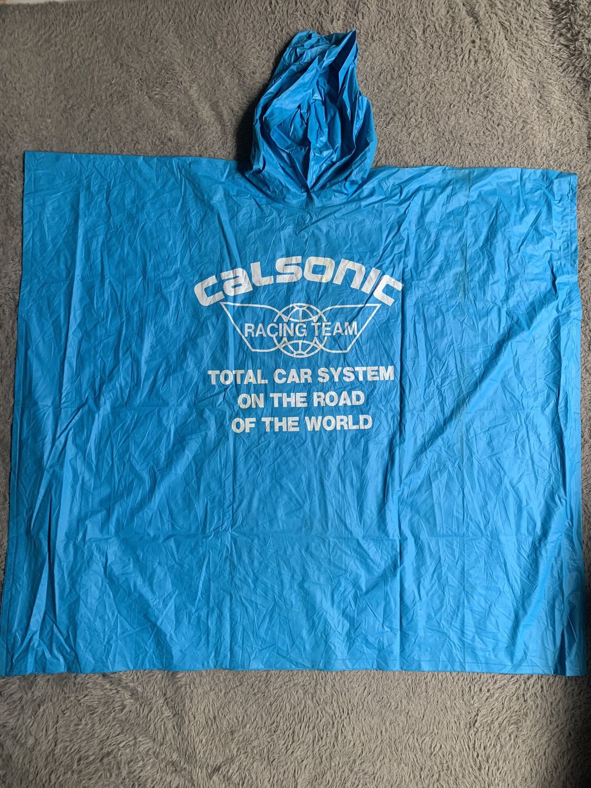 Vintage 80s 90s Calsonic Racing Team Poncho Rain Jacket
