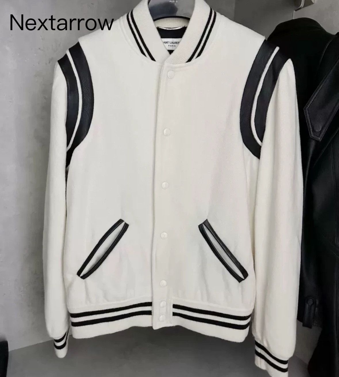 Saint Laurent Paris × Yves Saint Laurent Saint Laurent white Teddy baseball jacket2412-Nextarrow Size US M / EU 48-50 / 2 - 1 Thumbnail