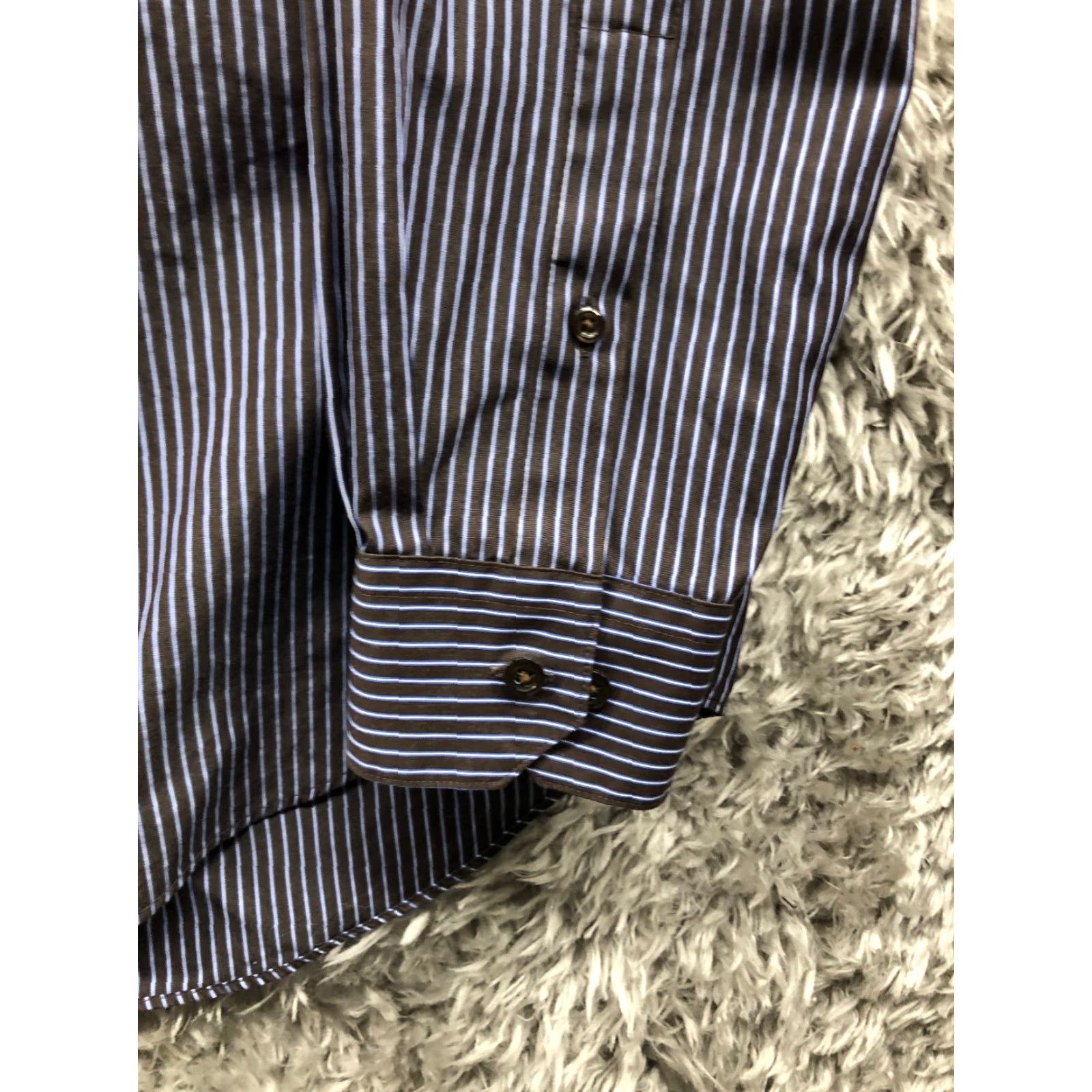 Pronto Uomo Pronto Uomo Shirt XLT Mens Black Striped Long Sleeve Spread Collar Shirt - Button-Up, Casual, Big & Tall, Classic Modern Outdoor Size US XL / EU 56 / 4 - 3 Thumbnail