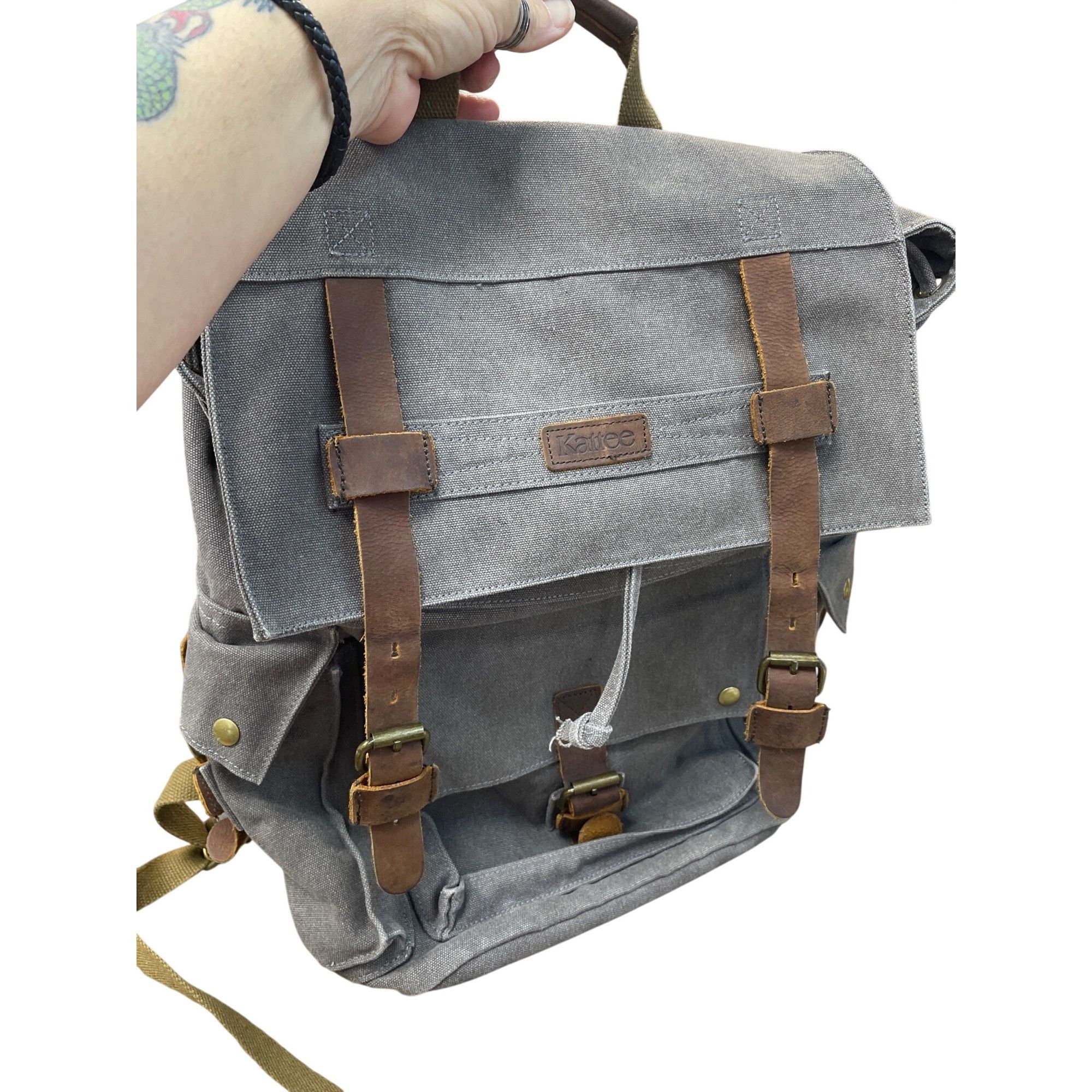 Other Kattee mens gray brown fabric leather heavy duty hiking back Size ONE SIZE - 13 Thumbnail