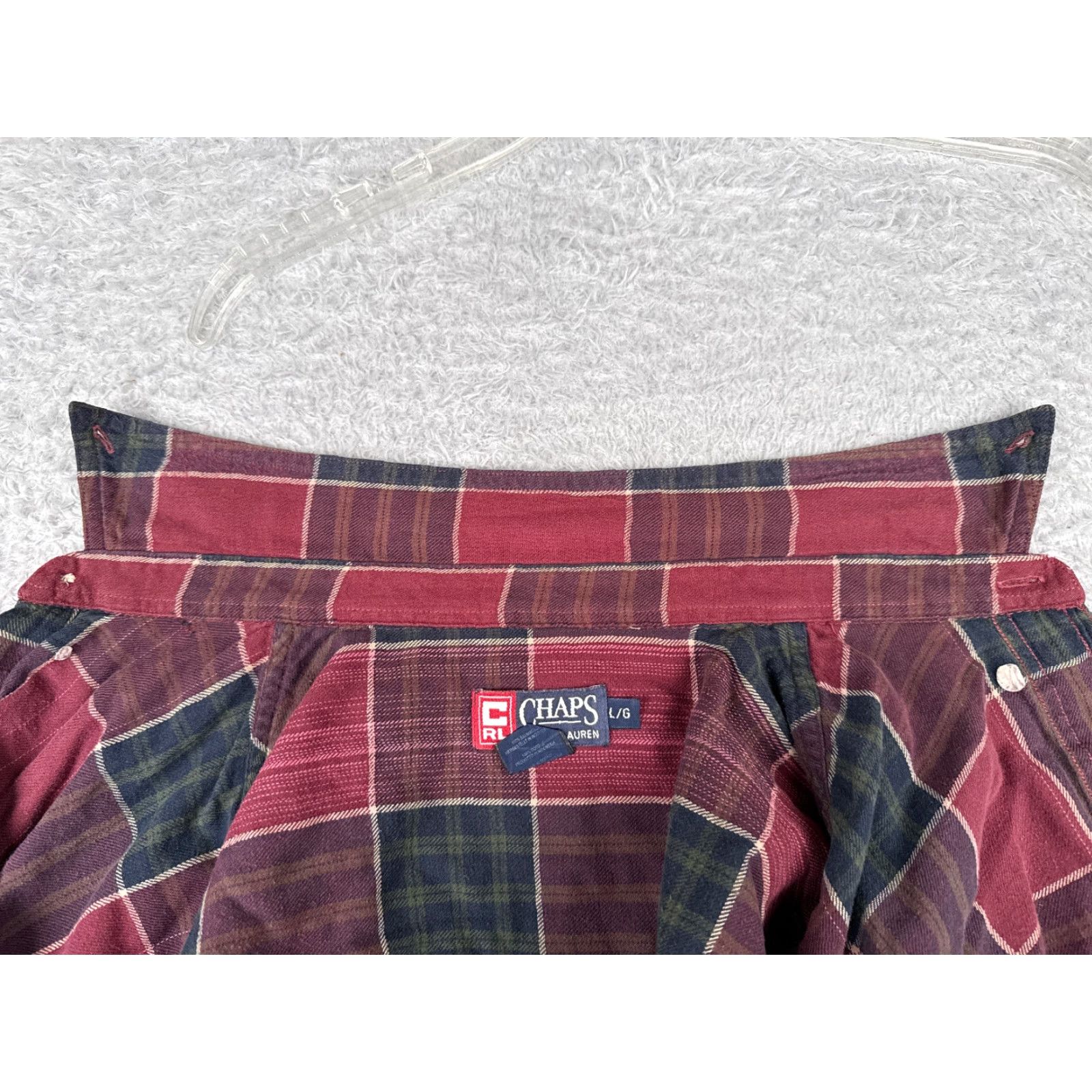 Chaps VINTAGE Chaps Ralph Lauren Shirt Men Adult Large Red Plaid Flannel 100% Cotton Long Sleeve Shirt Mens - 40 in Chest Seasonal Plaid Camping Outdoor 90s Size US L / EU 52-54 / 3 - 2 Thumbnail