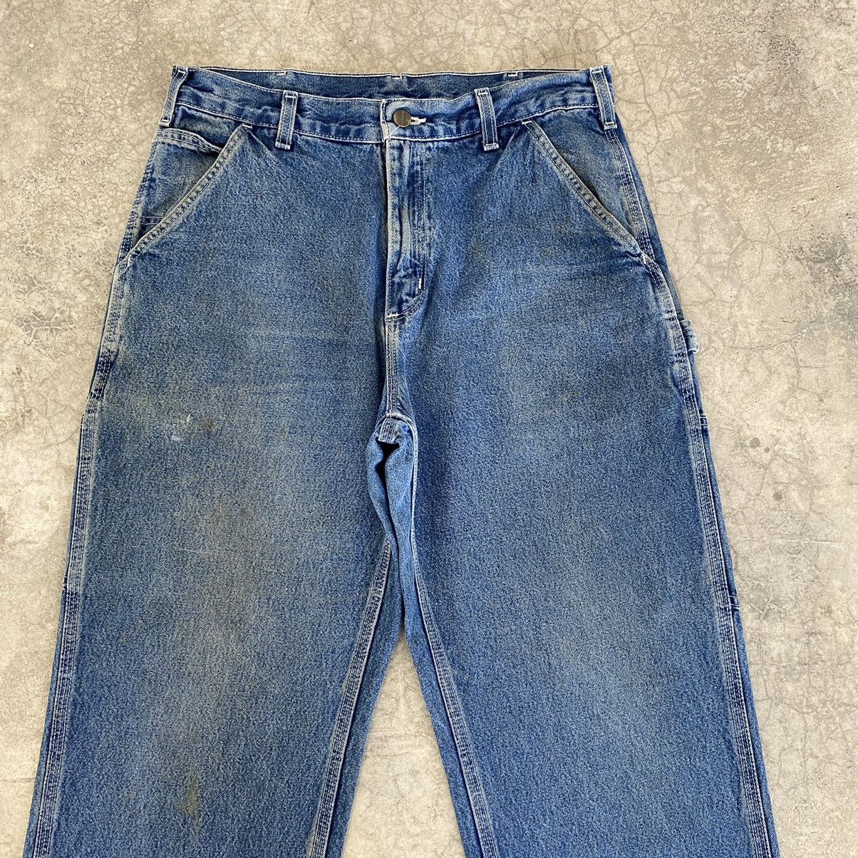 Carhartt × Vintage VTG Carhartt Medium Washed Blue Carpenter Denim Jeans Size US 32 / EU 48 - 4 Thumbnail
