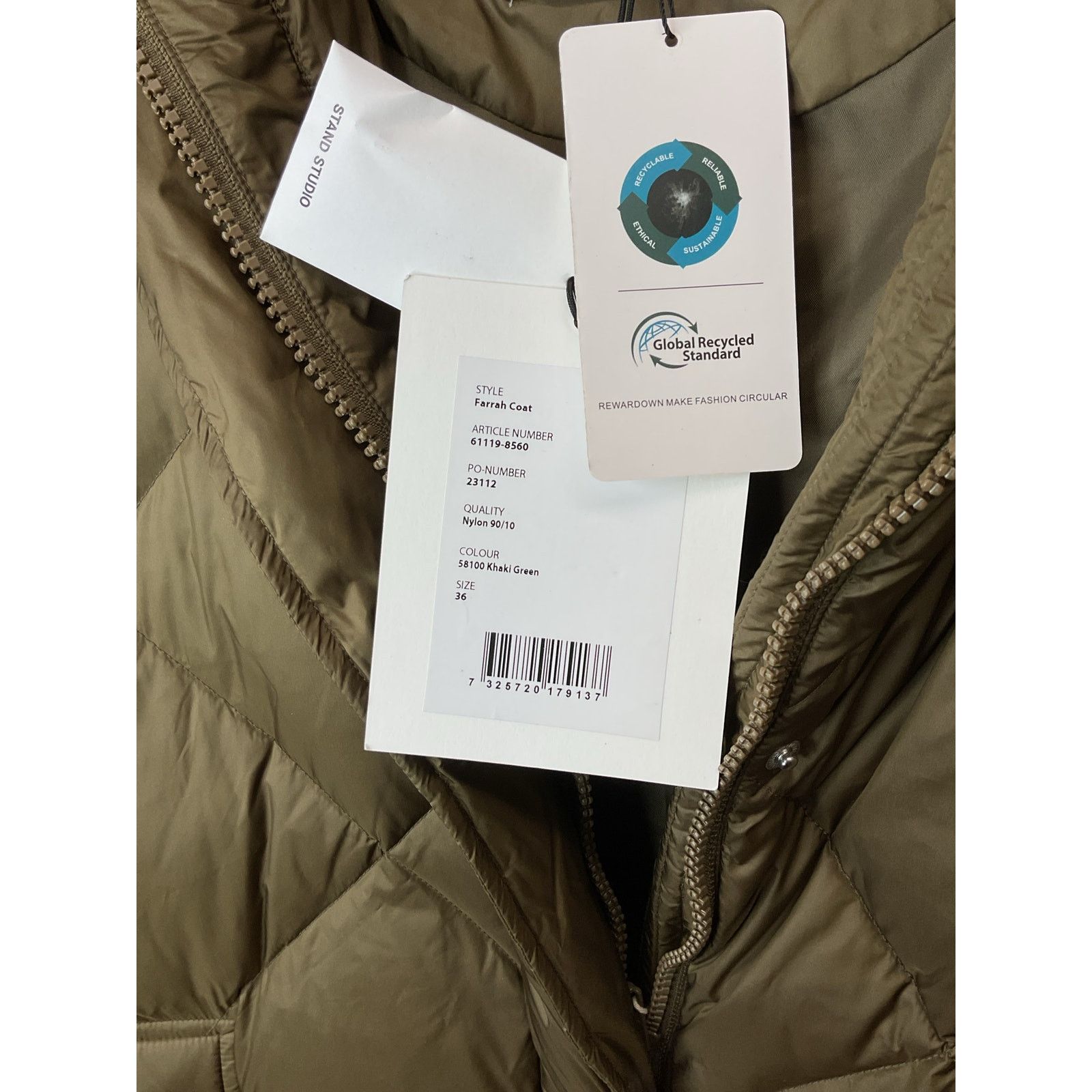 STAND STUDIO Stand Studio NWT Farrah Coat Khaki Green Puffer Women’s Sz M Size M / US 6-8 / IT 42-44 - 6 Thumbnail