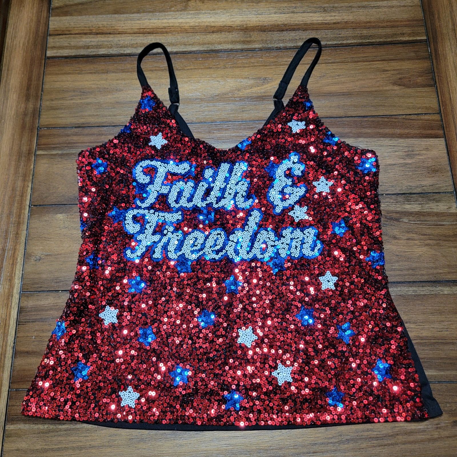 Other Chance Or Fate Sequin Tank Top "Faith & Freedom" - Junior XL Size XL / US 12-14 / IT 48-50 - 1 Thumbnail