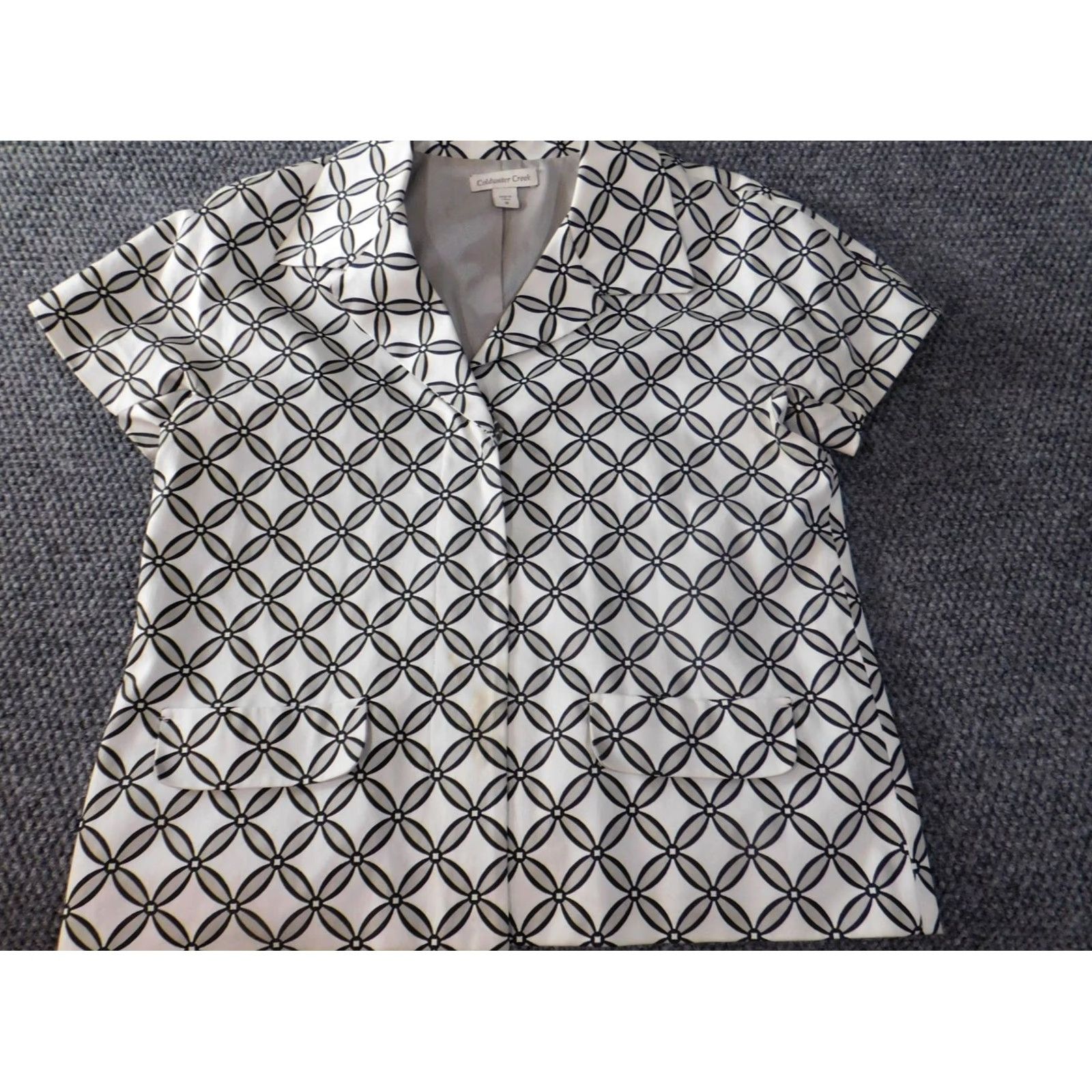 Coldwater Creek Coldwater Creek Womens Blouse Top 10 Gray Designer Blouse Snap Crew Neck Short Sleeve Cotton Spandex Rayon Regular Size L / US 10 / IT 46 - 3 Thumbnail