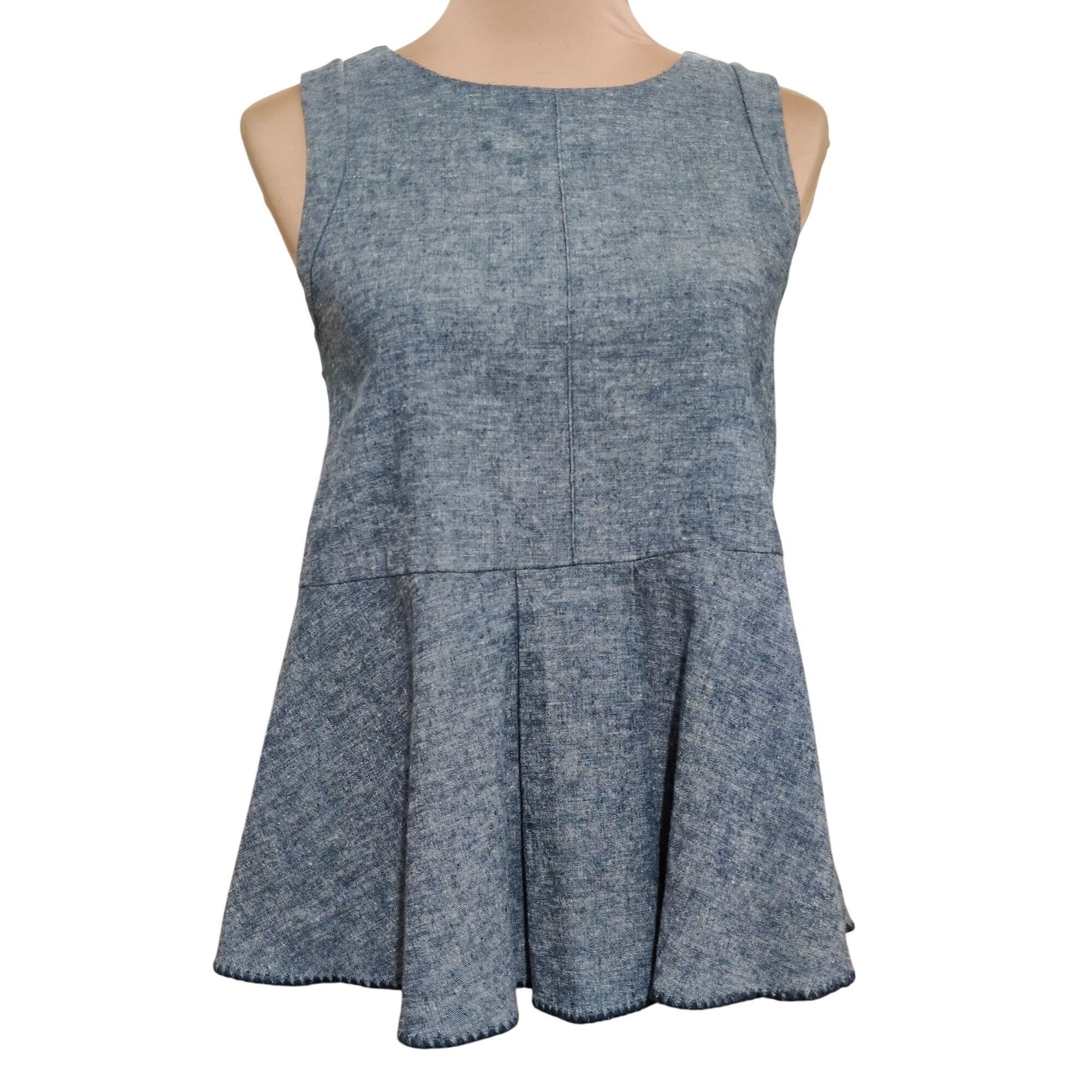 Other Sam & Lavi M Chambray Blue Cotton Linen Peplum Tank Top Tail Size M / US 6-8 / IT 42-44 - 1 Thumbnail