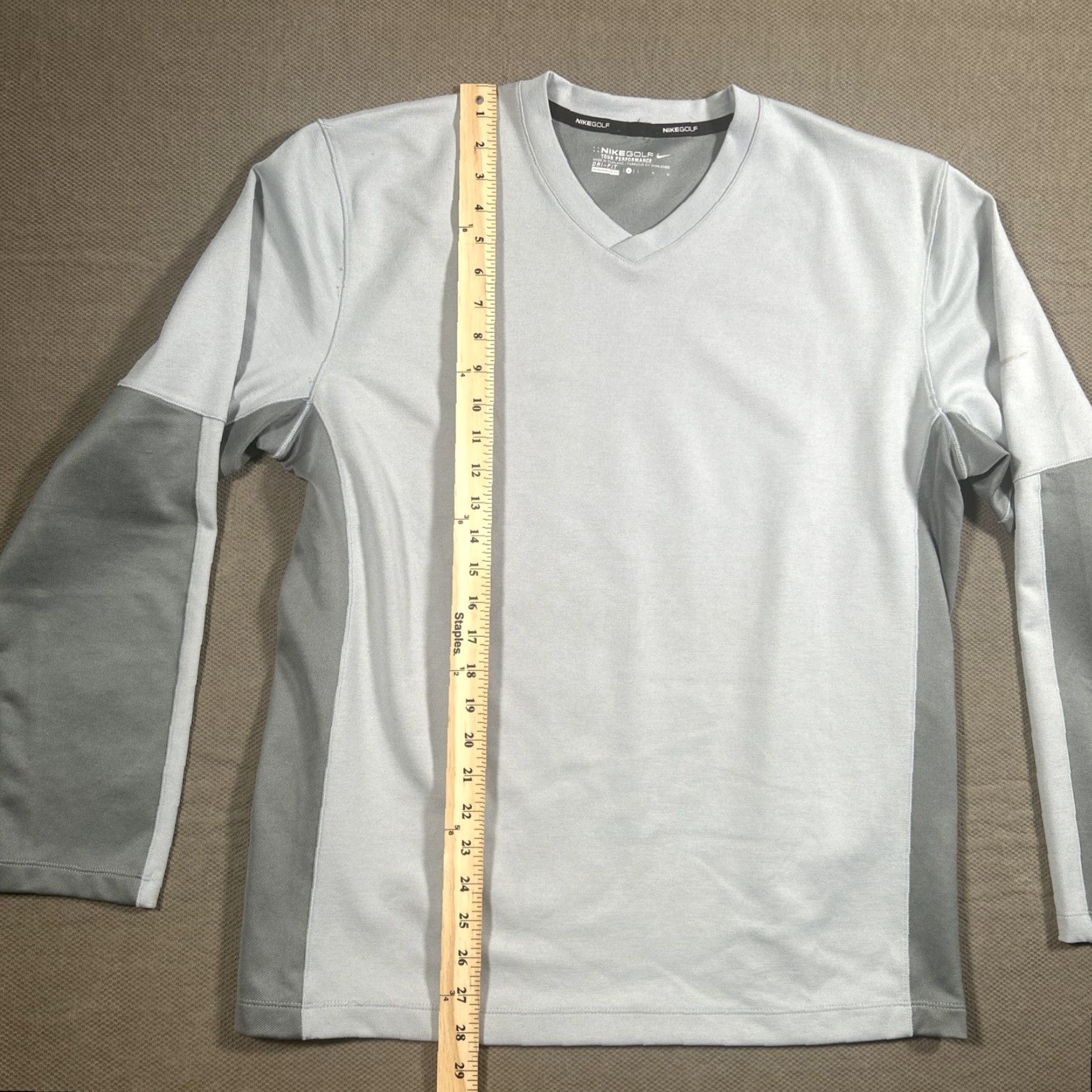 Nike Nike Golf Tour Performance Dri Fit Men's L Pullover V-Neck Sweater Gray Knit Shirt Size US L / EU 52-54 / 3 - 7 Thumbnail
