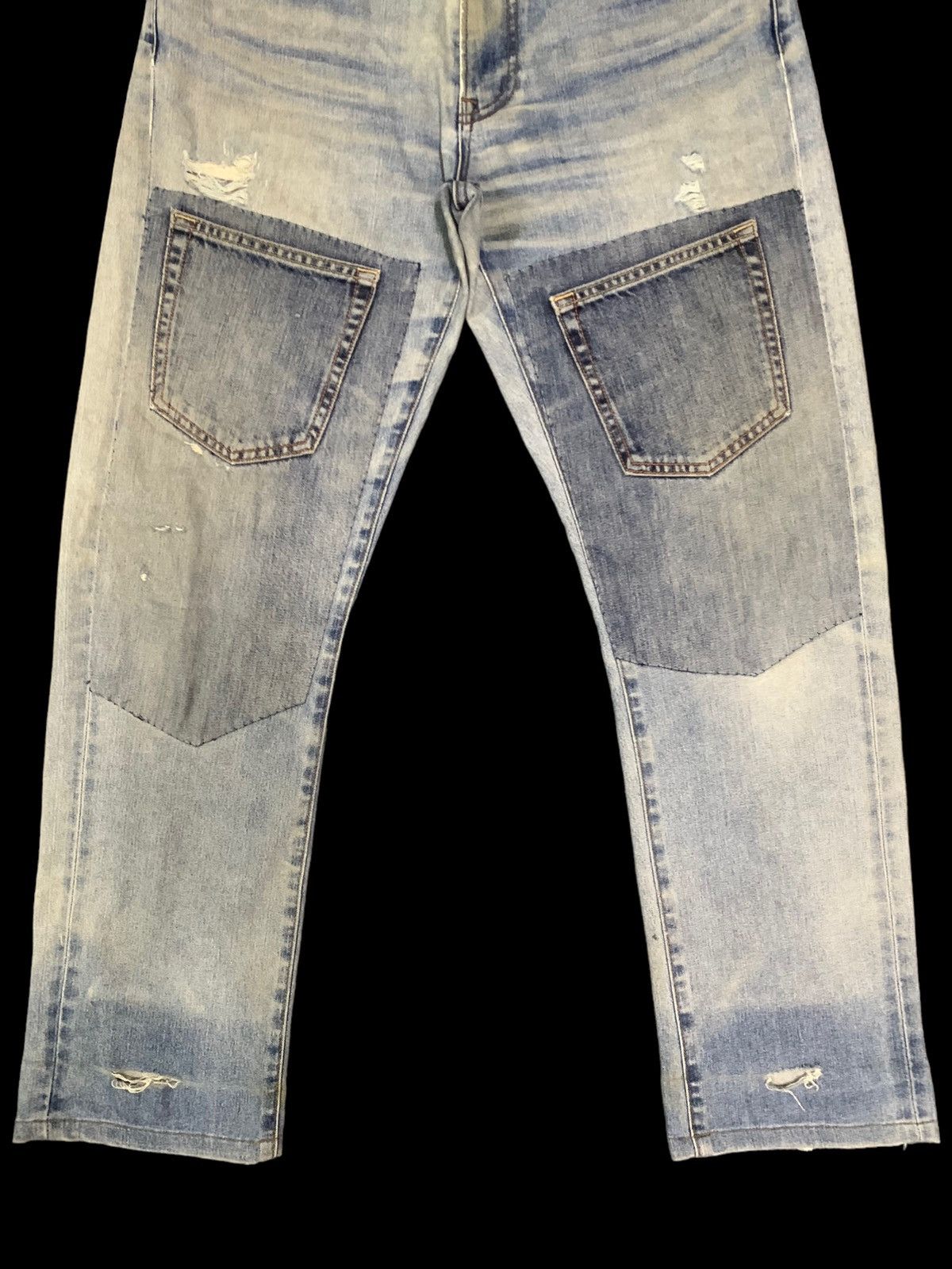 Undercover × Uniqlo Vintage Uniqlo Blue Wash Patchwork Distressed Jeans (Rework) Size US 33 - 9 Thumbnail