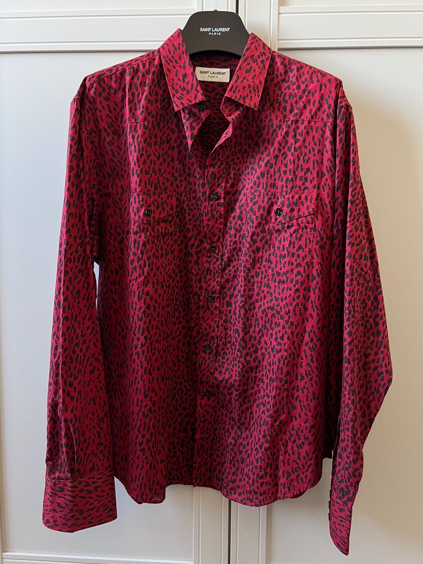 Saint Laurent Paris Saint Laurent Red Leopard Print Shirt Size M / US 6-8 / IT 42-44 - 1 Thumbnail
