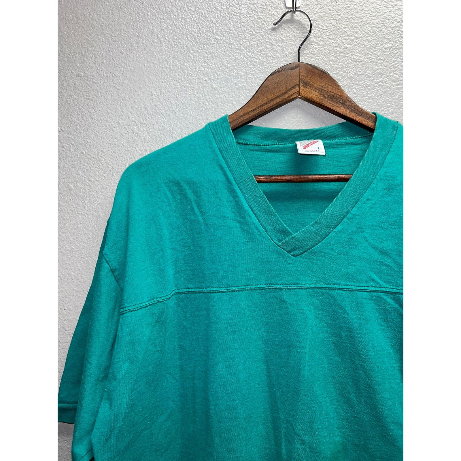 Jerzees 90s Vintage Jerzees USA Made Teal Blank Shirt VTG Large Size US L / EU 52-54 / 3 - 3 Thumbnail