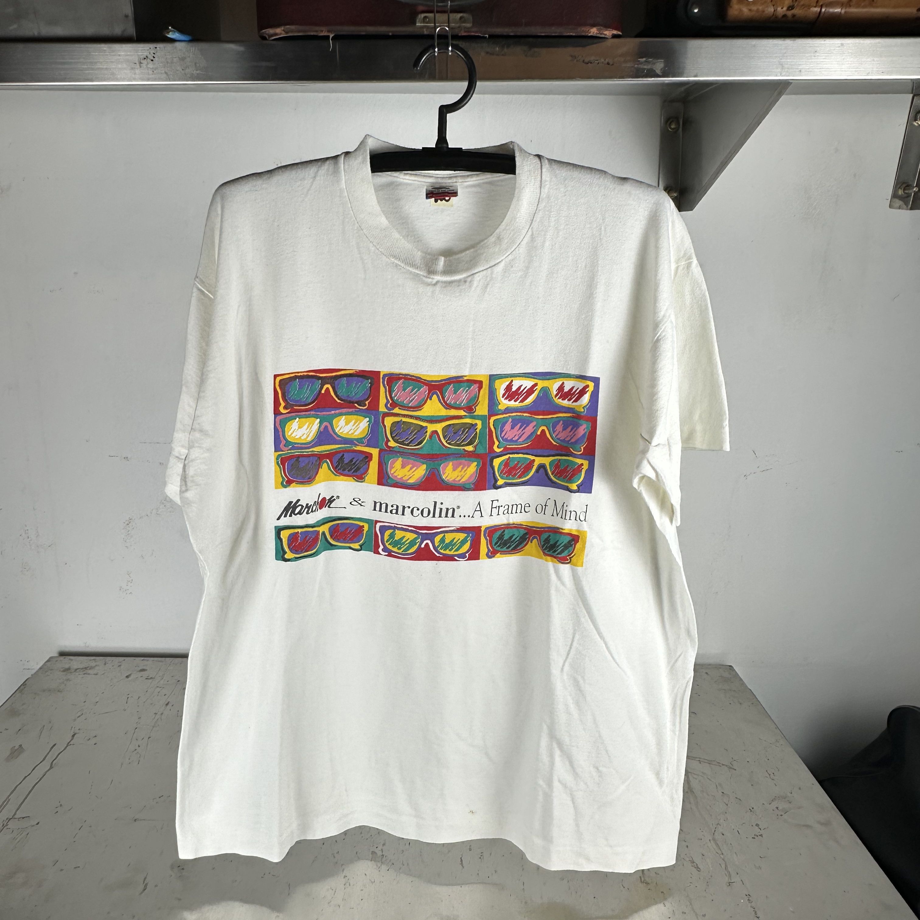 Vintage ​90s Marchon & Marcolin Eyewear A Frame of Mind Art Tee Size US XL / EU 56 / 4 - 1 Thumbnail