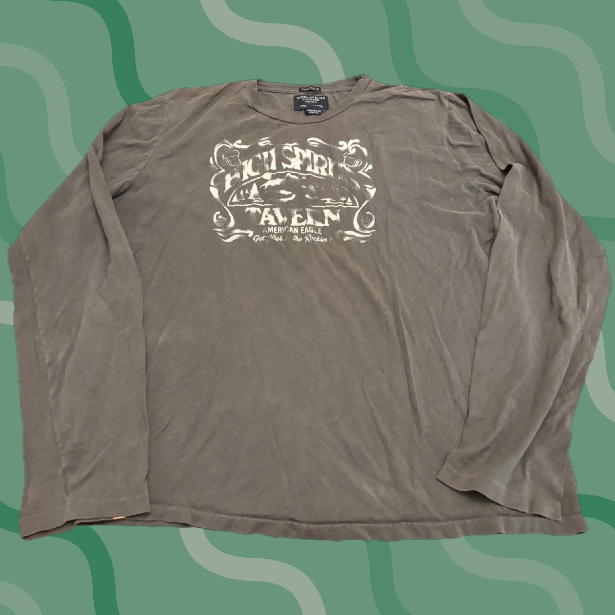 American Eagle Outfitters American Eagle Outfitters Mens Long Sleeve TShirt Crew Neck Slim Fit Size L Brown Cotton Solid Size US L / EU 52-54 / 3 - 1 Thumbnail