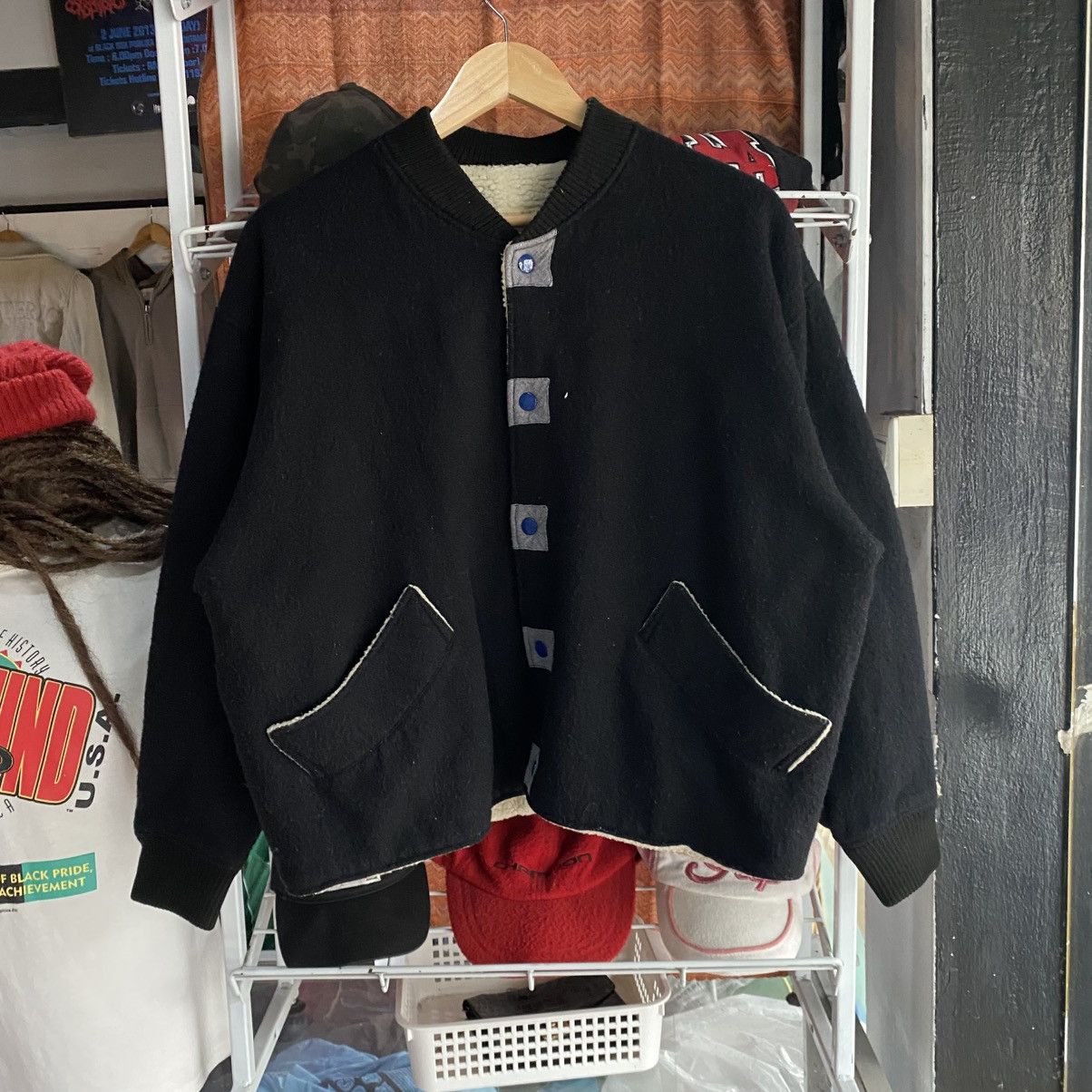 Kansai Yamamoto Vtg 90s Kansai Yamamoto "BASARA" Graphic Wool Bomber Jacket Size US S / EU 44-46 / 1 - 2 Thumbnail