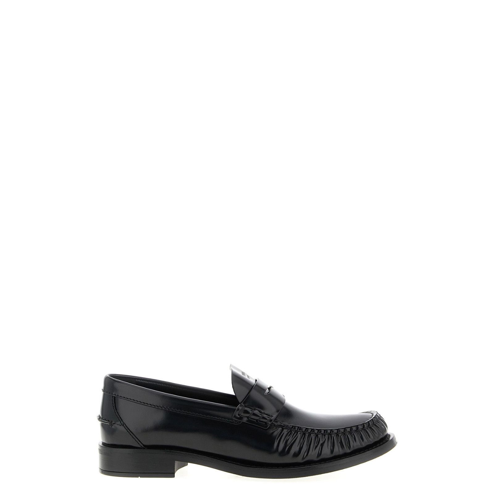 PRADA Women's Black Brushed Leather Loafers New & Authentic