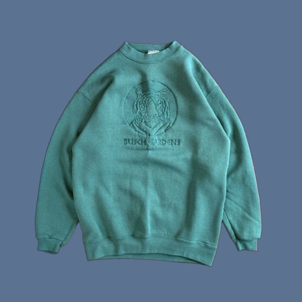 Tultex VINTAGE Busch Gardens Embroidered Crewneck Sweatshirt Size M Tiger Green Tultex Sweatshirt Mens 90s Animals Crew Neck Size US M / EU 48-50 / 2 - 1 Thumbnail