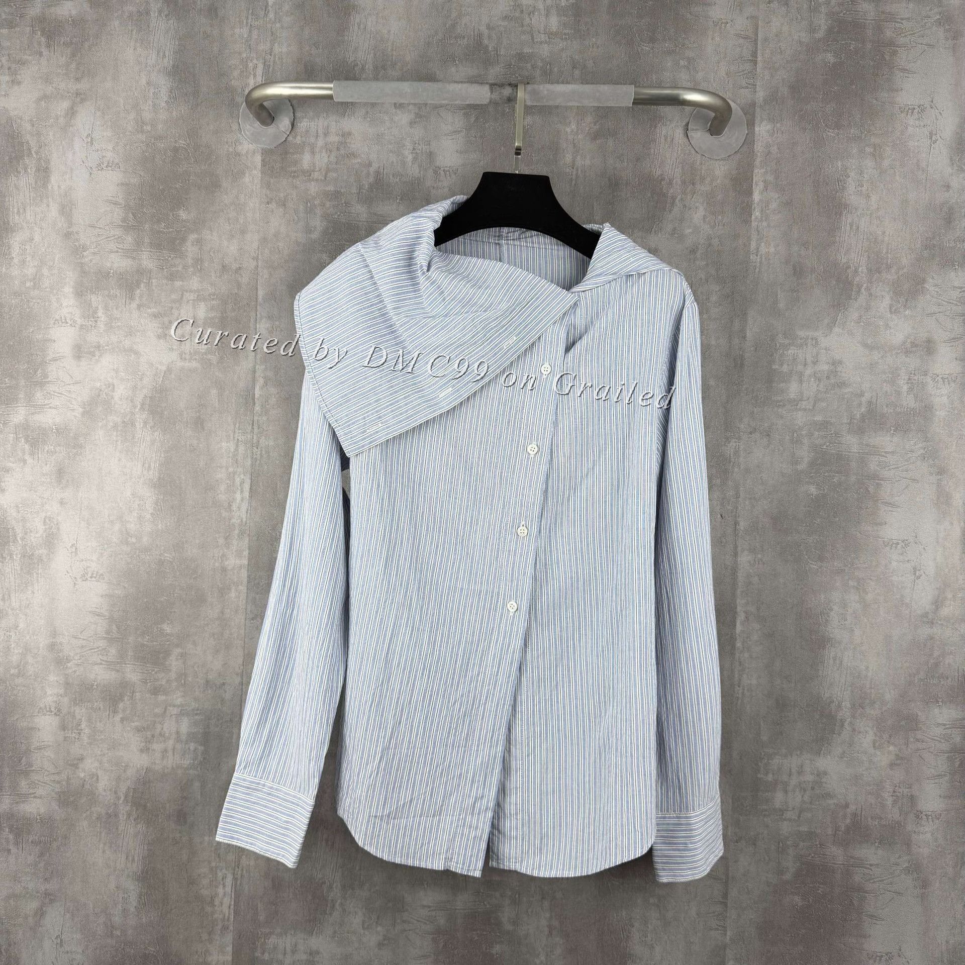 Acne Studios Acne Studios Irregular Blue White Striped Shirt Coat Size XXS / US 00 / IT 34 - 1 Thumbnail