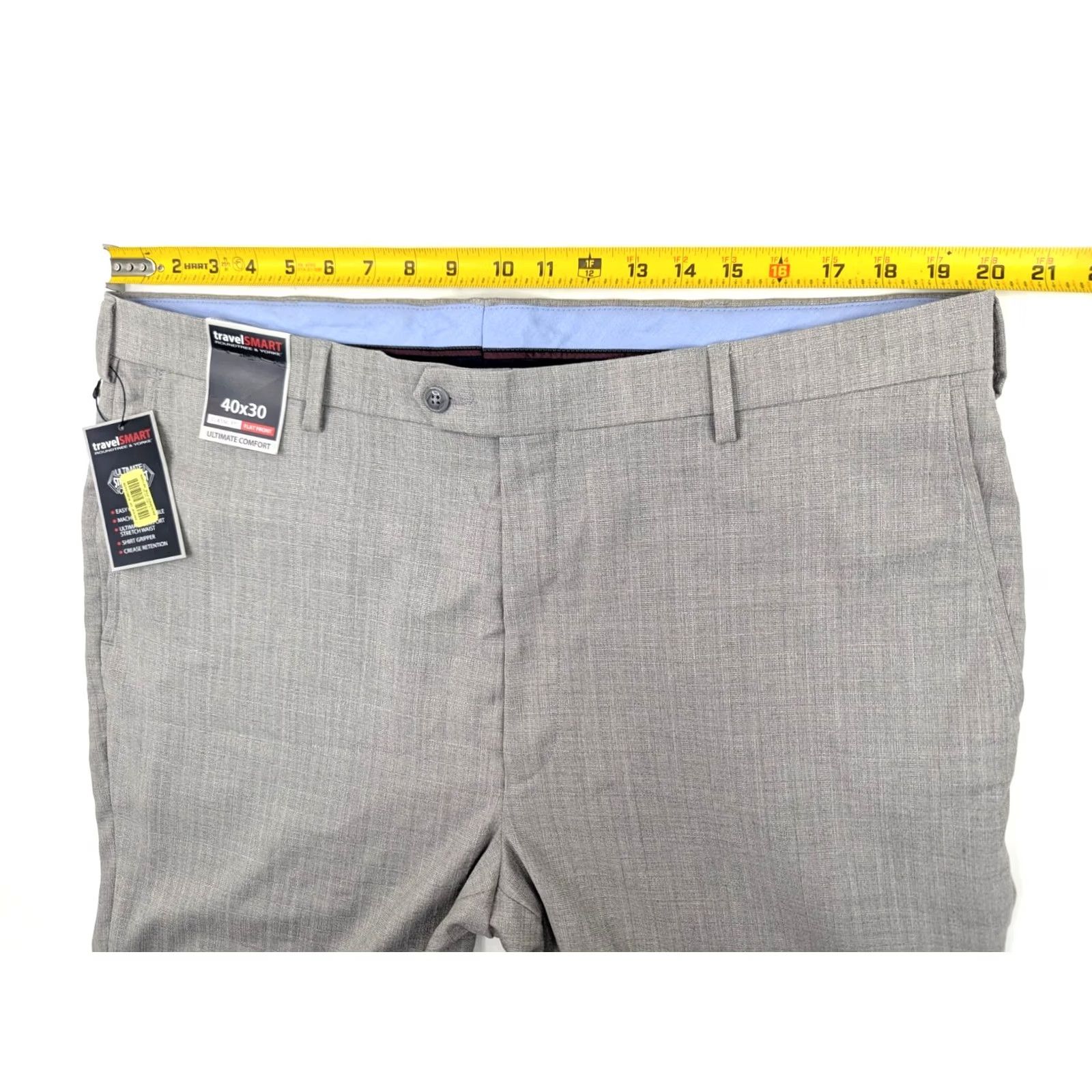 Roundtree & Yorke VINTAGE? No. Roundtree Yorke Travel Smart Classic Fit Flat Front Pants Men 40x30 Heather Gray Size US 40 / EU 56 - 5 Thumbnail
