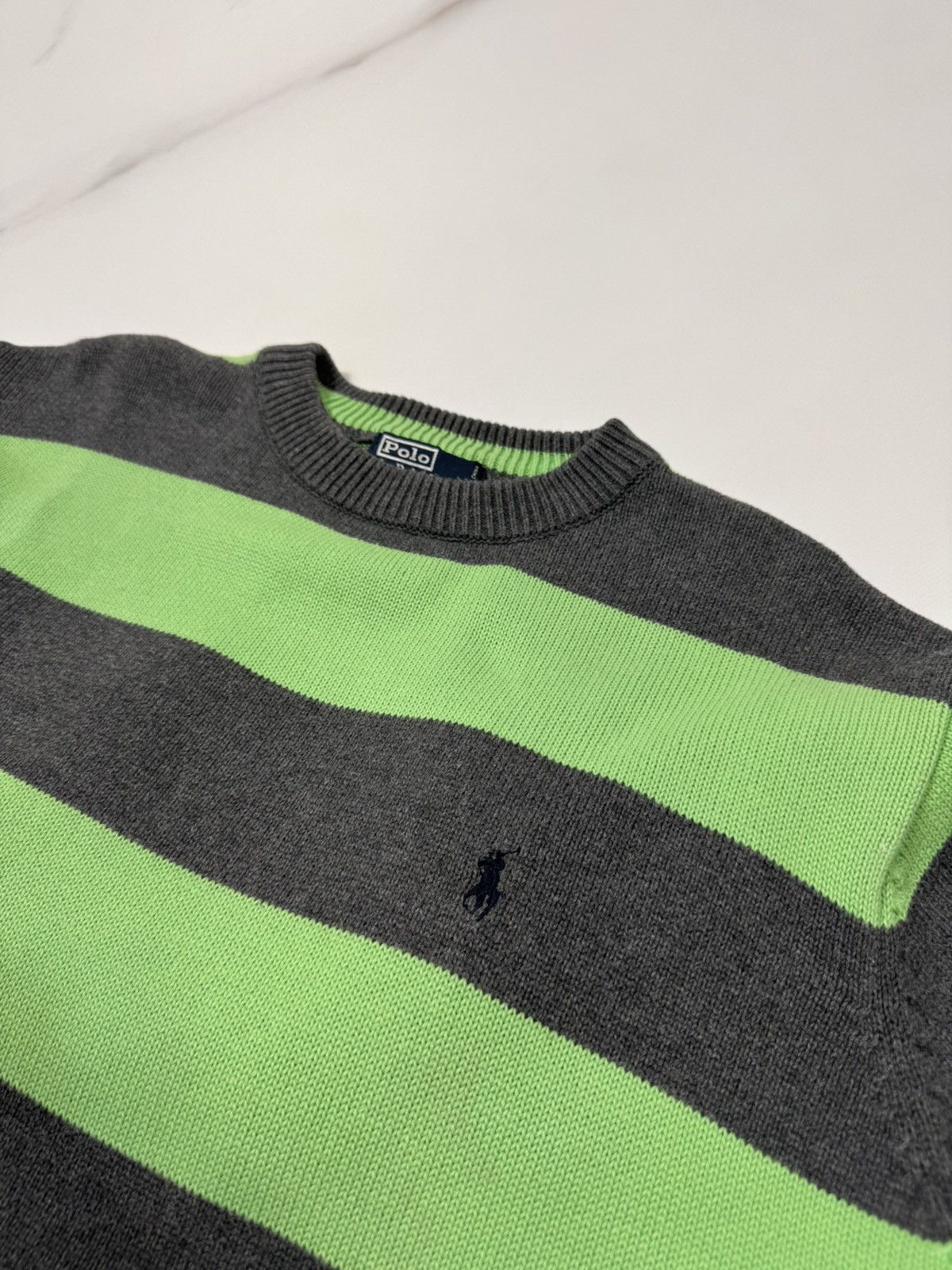 Polo Ralph Lauren Vintage Polo Ralph Lauren Striped Knit Crewneck Sweater Size US XL / EU 56 / 4 - 10 Thumbnail